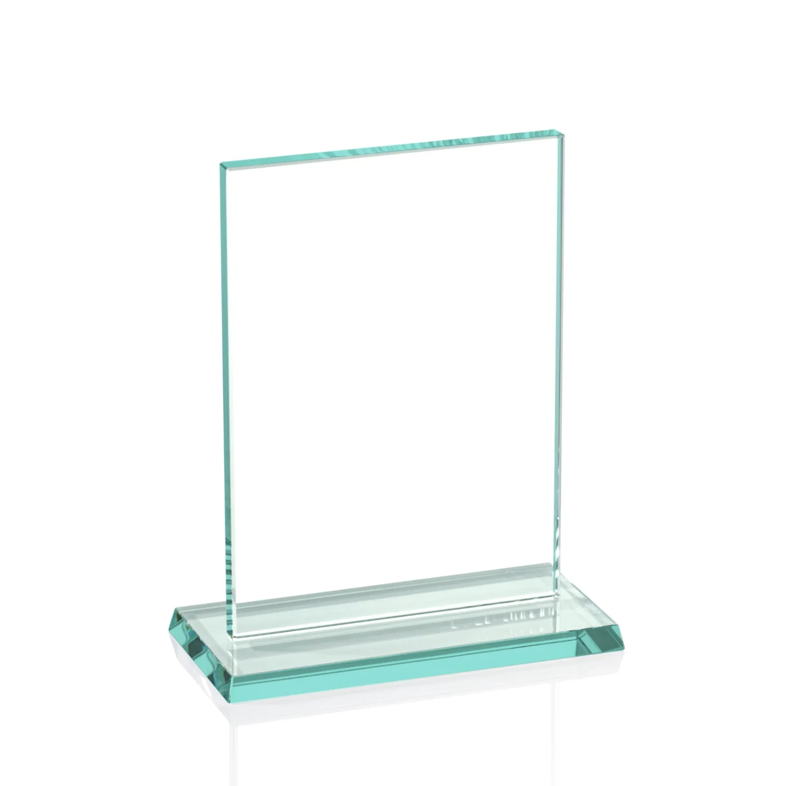 Custom Jade Glass Rectangle Award In 3/8 Or 5/8 Inch, Matching Base for volunteer appreciation