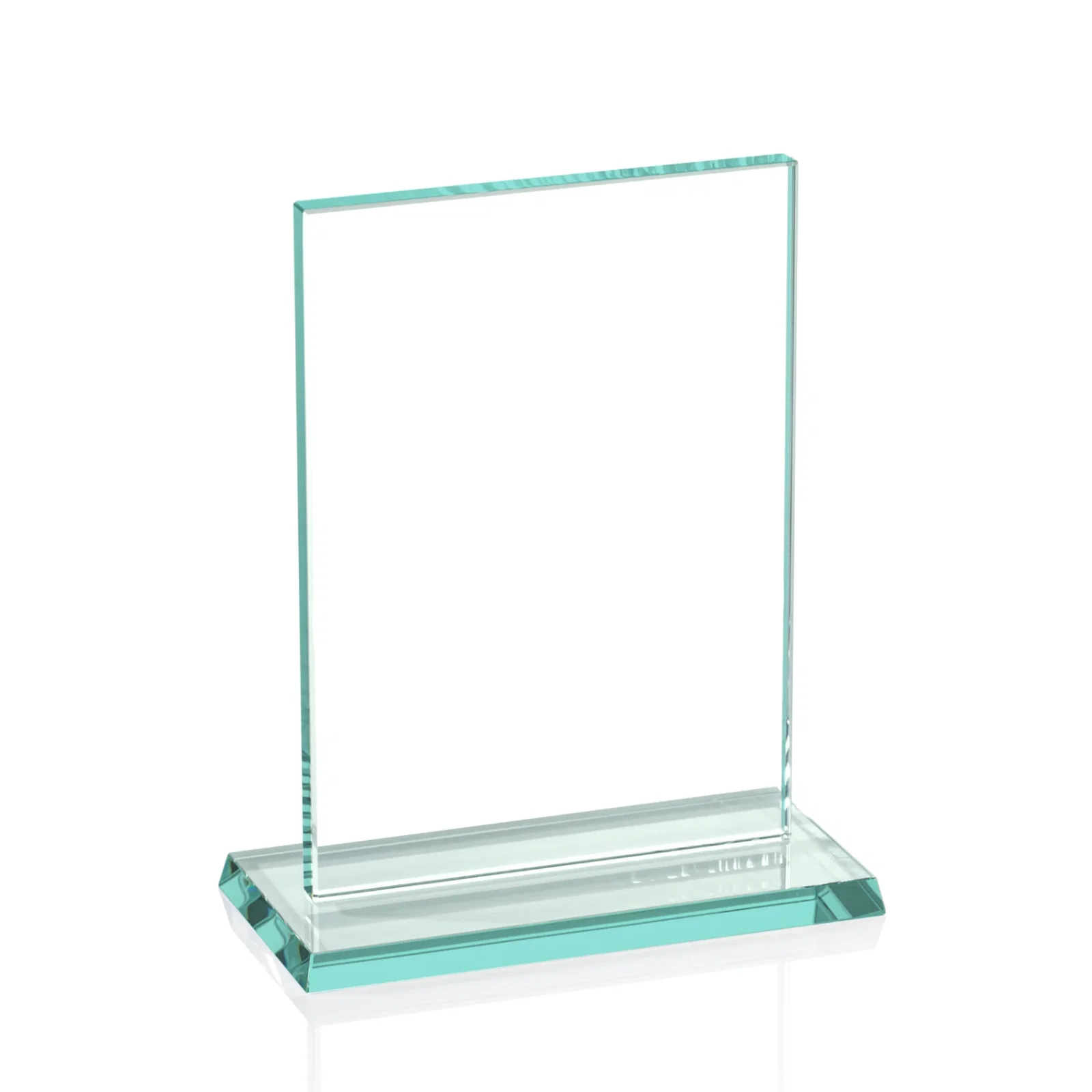 Custom Jade Glass Rectangle Award In 3/8 Or 5/8 Inch, Matching Base for company anniversary events