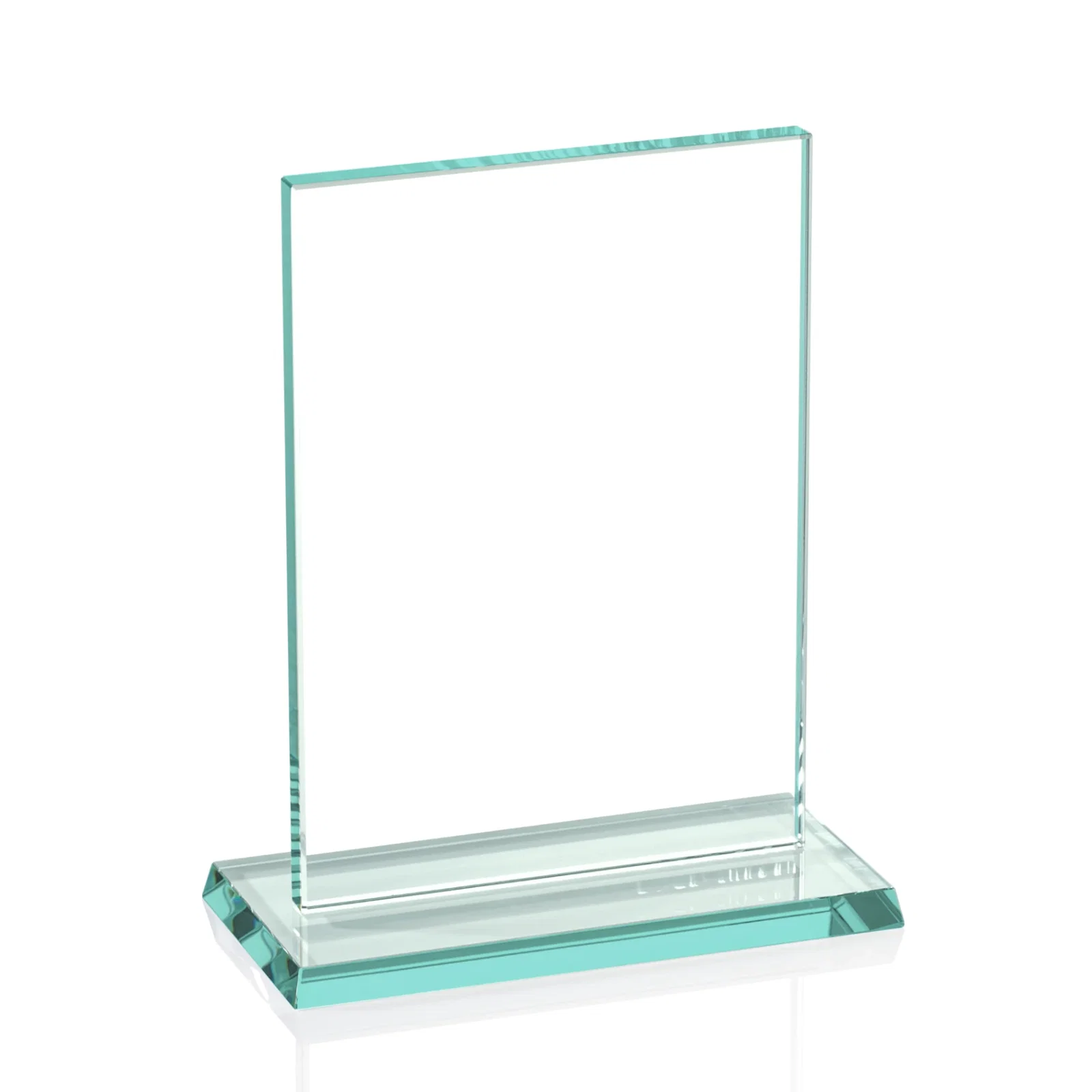 Personalized Jade Glass Rectangle Award In 3/8 Or 5/8 Inch, Matching Base for corporate award ceremonies