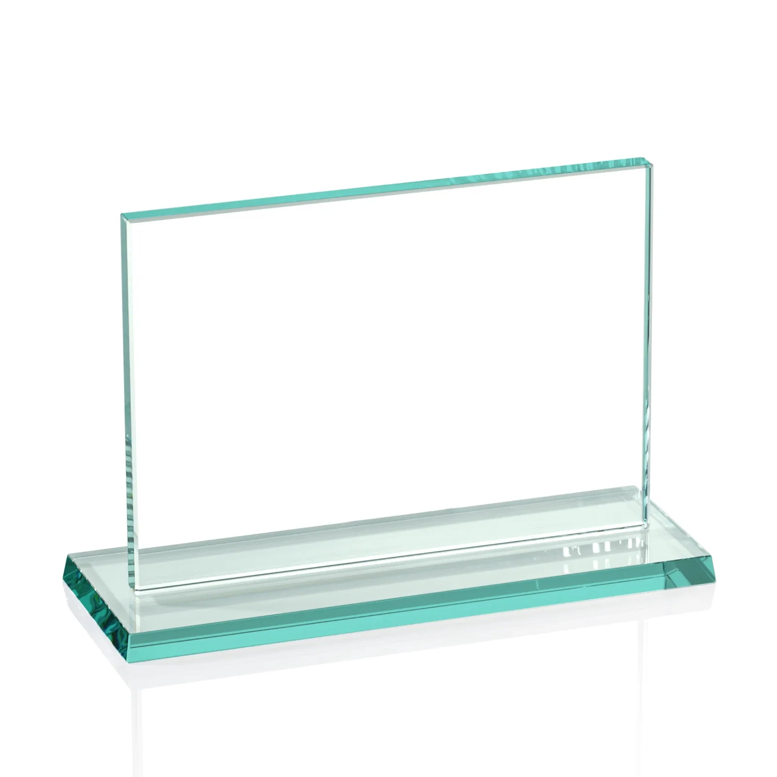 Personalized Jade Glass Rectangle Award In 3/8 Or 5/8 Inch, Matching Base for retirement presentations
