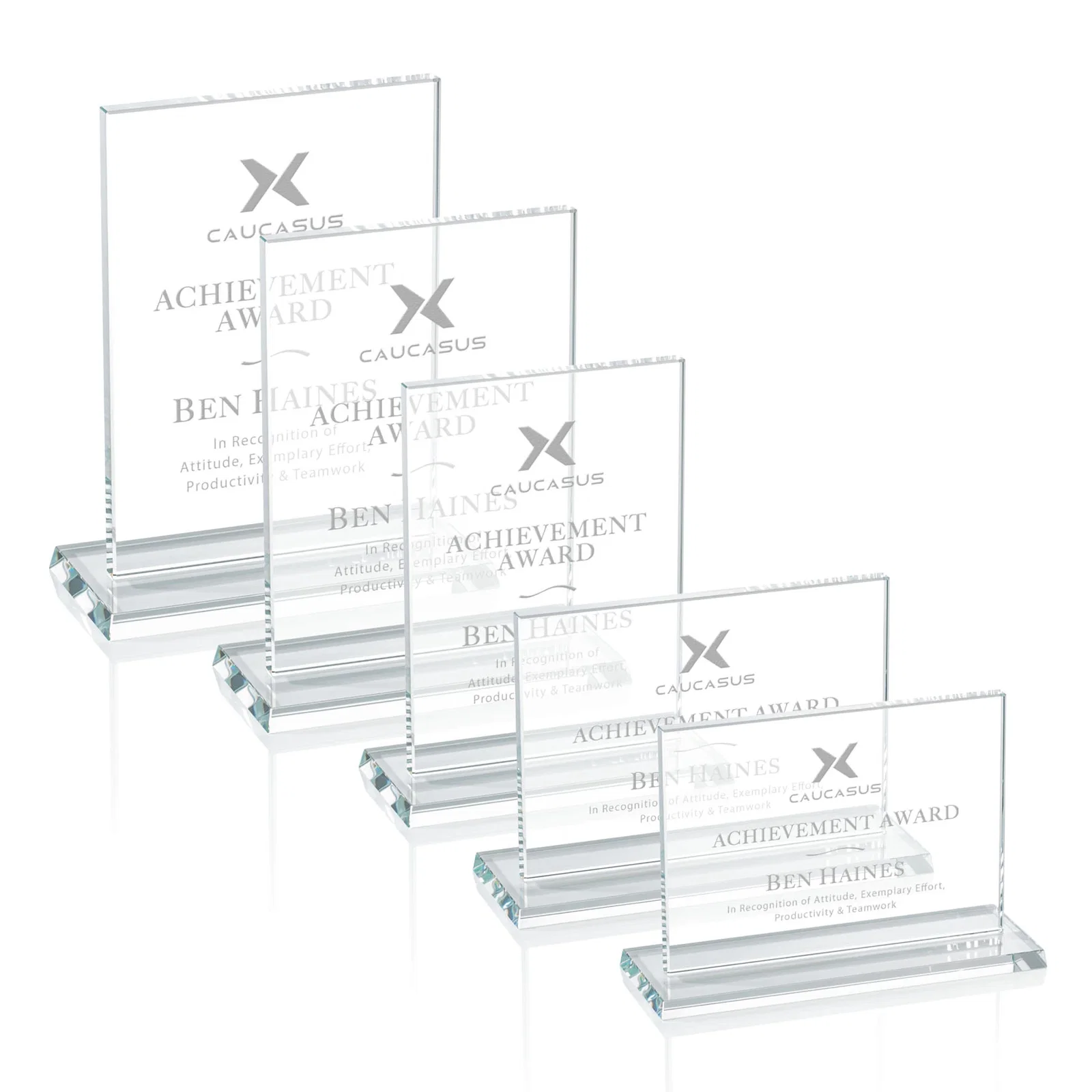 Custom Starfire or Jade Glass Rectangle Award on Matching Base, awards for employee recognition