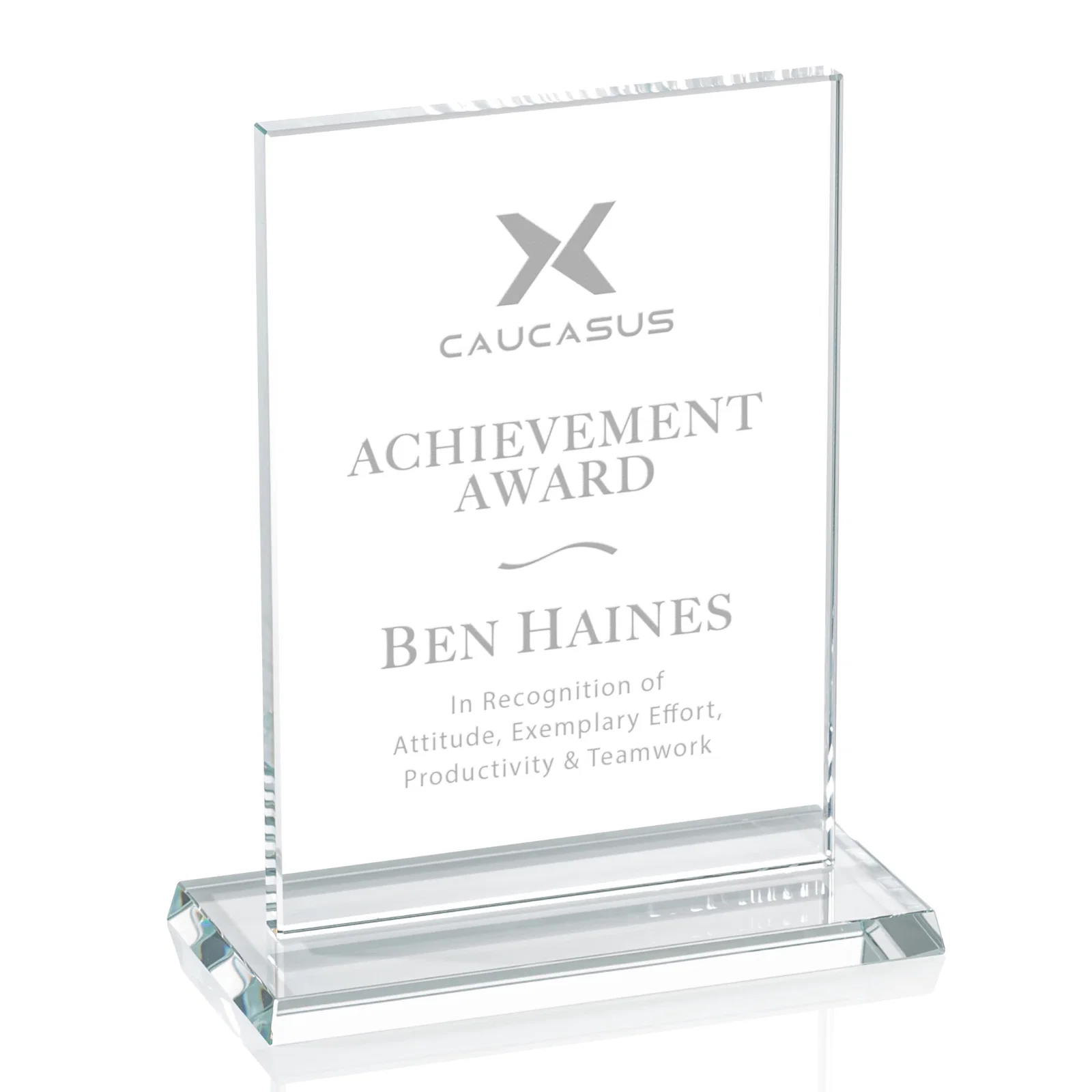 Custom Starfire or Jade Glass Rectangle Award on Matching Base, awards for volunteer appreciation