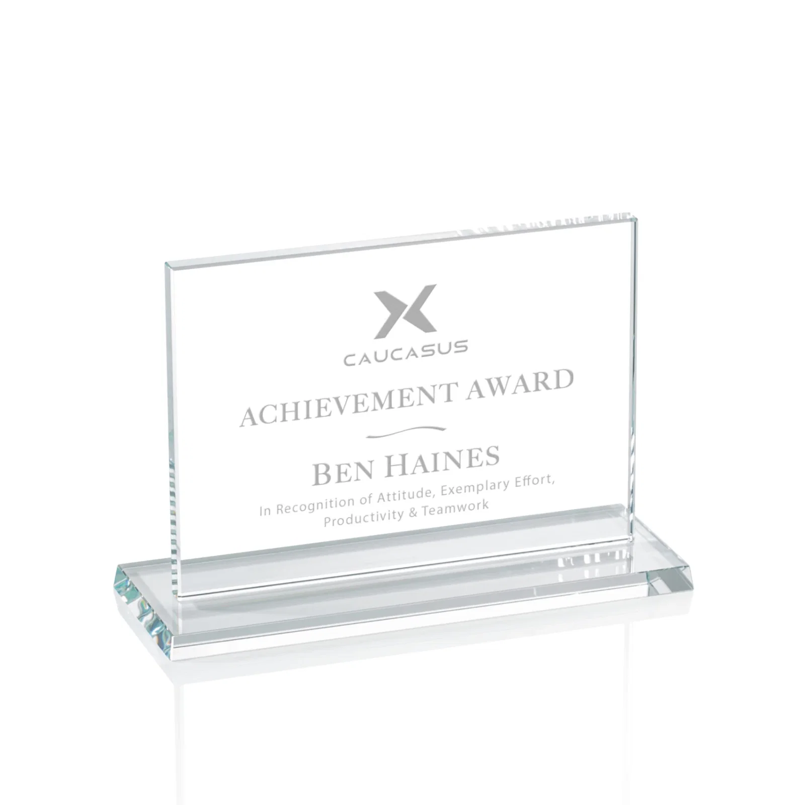 Custom Starfire or Jade Glass Rectangle Award on Matching Base, awards for service anniversary gifts