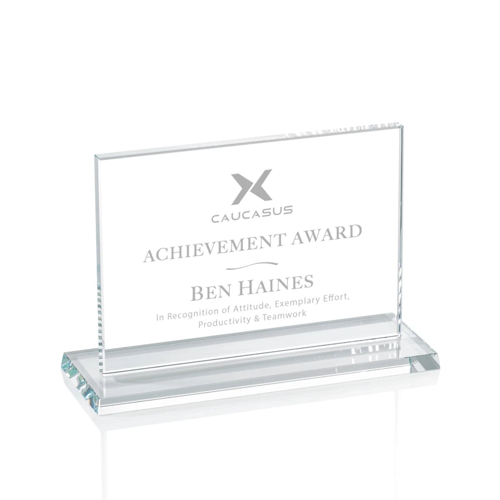 Custom Starfire or Jade Glass Rectangle Award on Matching Base, awards for retirement presentations