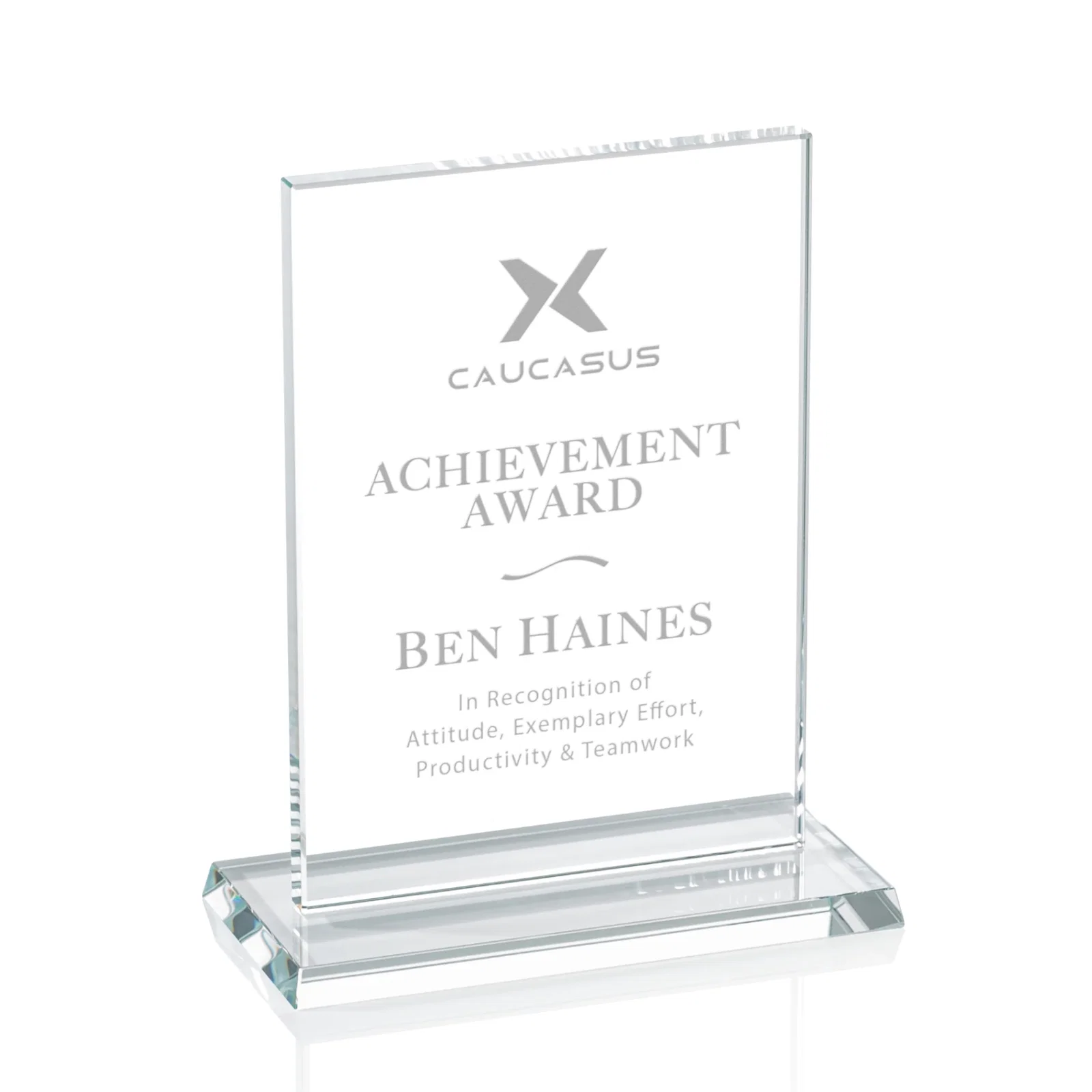 Custom Starfire or Jade Glass Rectangle Award on Matching Base, awards for team milestone celebrations