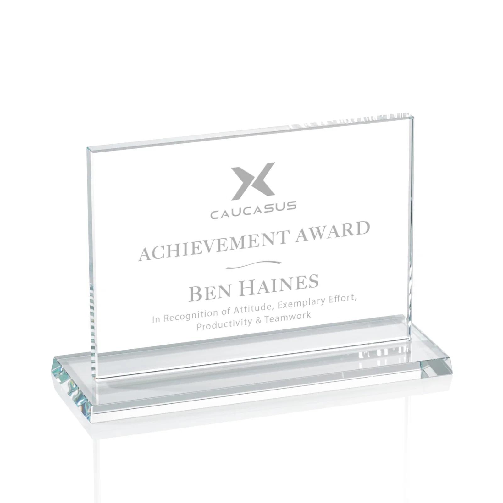 Custom Starfire or Jade Glass Rectangle Award on Matching Base, awards for donor appreciation