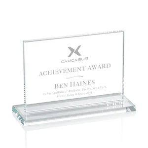 Starfire or Jade Glass Rectangle Award on Matching Base