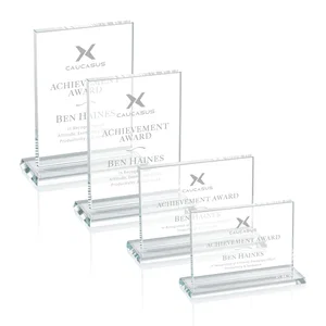 5/8 Inch Starfire Crystal Rectangle Award on Matching Base
