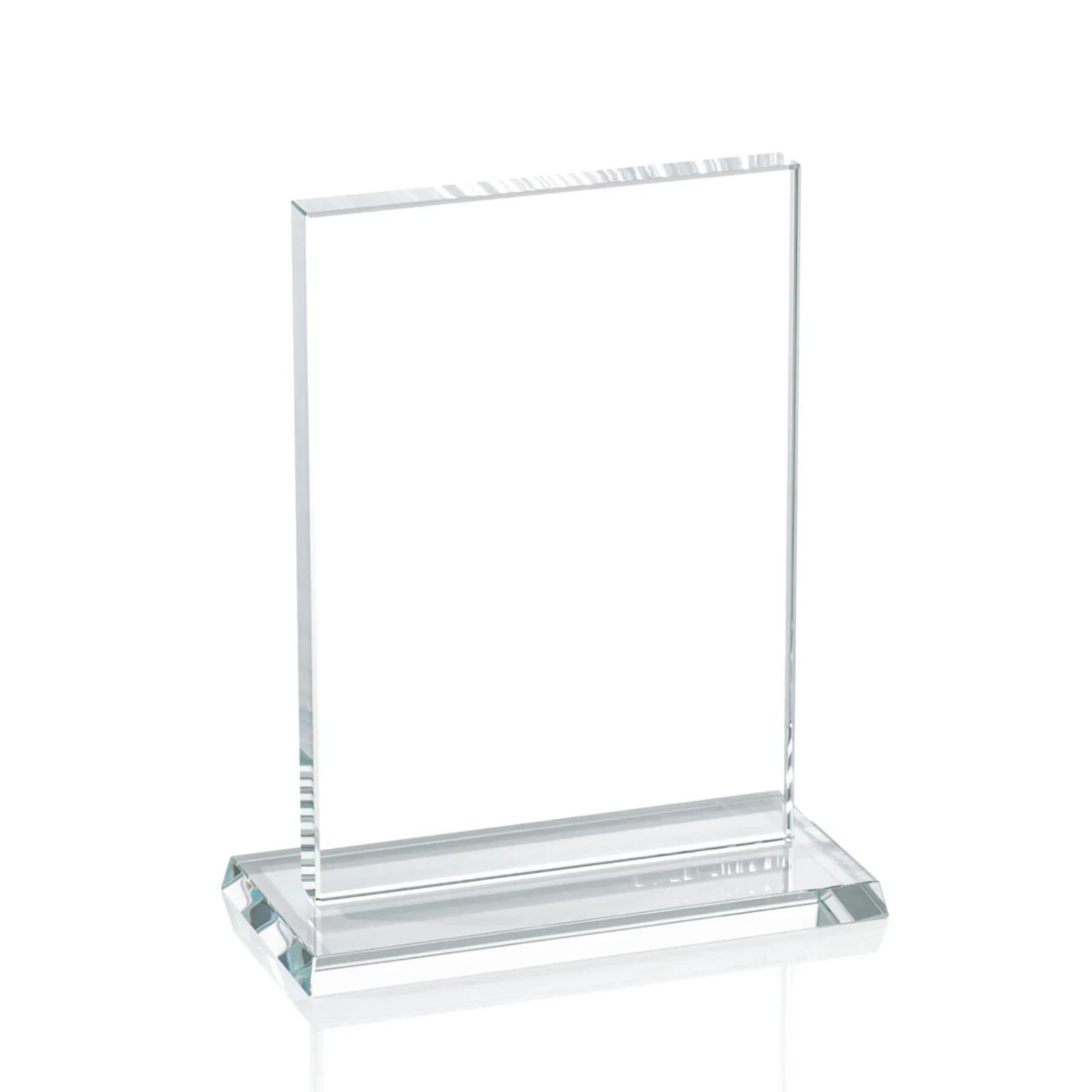 Custom 5/8 Inch Starfire Crystal Rectangle Award on Matching Base, awards for company anniversary events