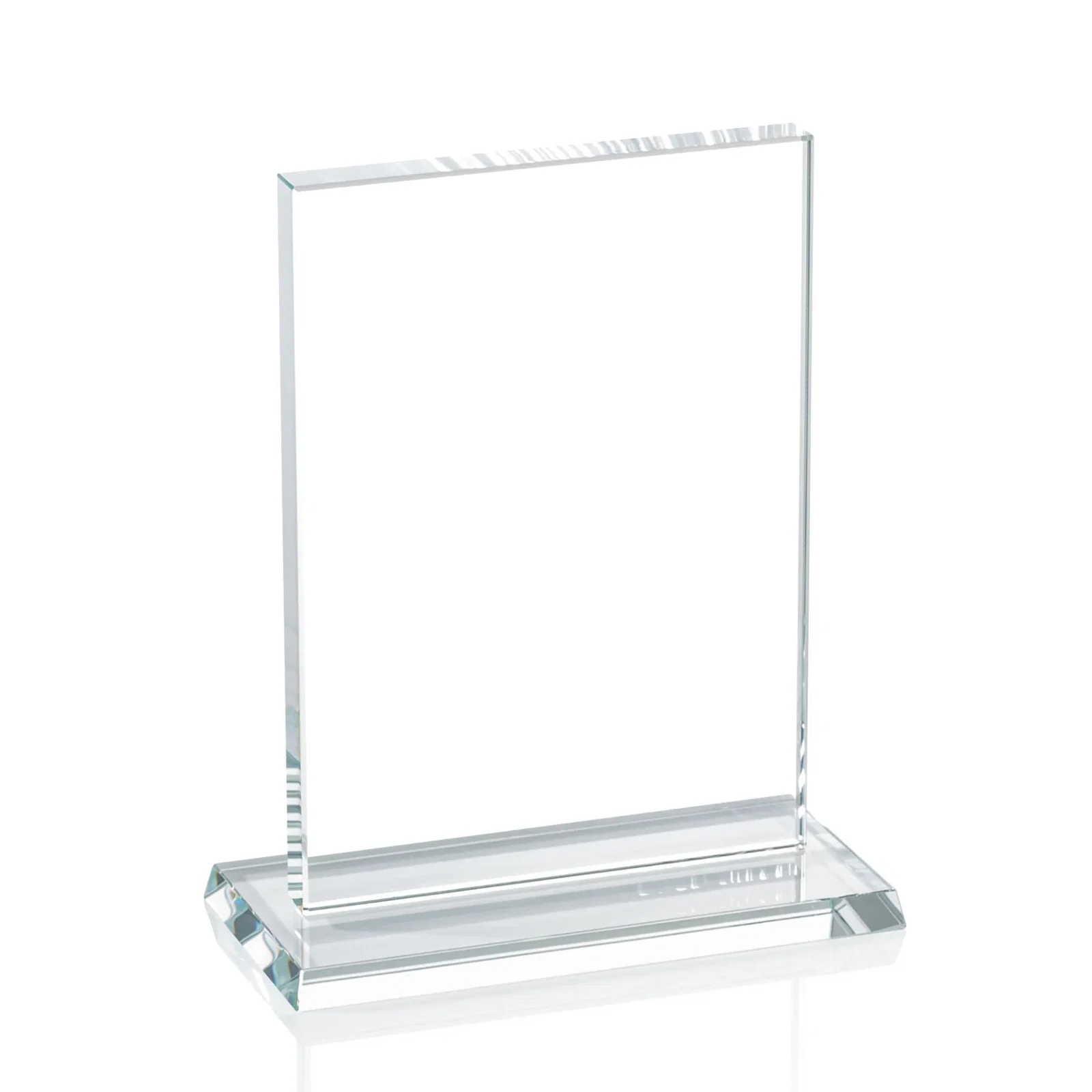 Personalized 5/8 Inch Starfire Crystal Rectangle Award on Matching Base, awards for corporate award ceremonies