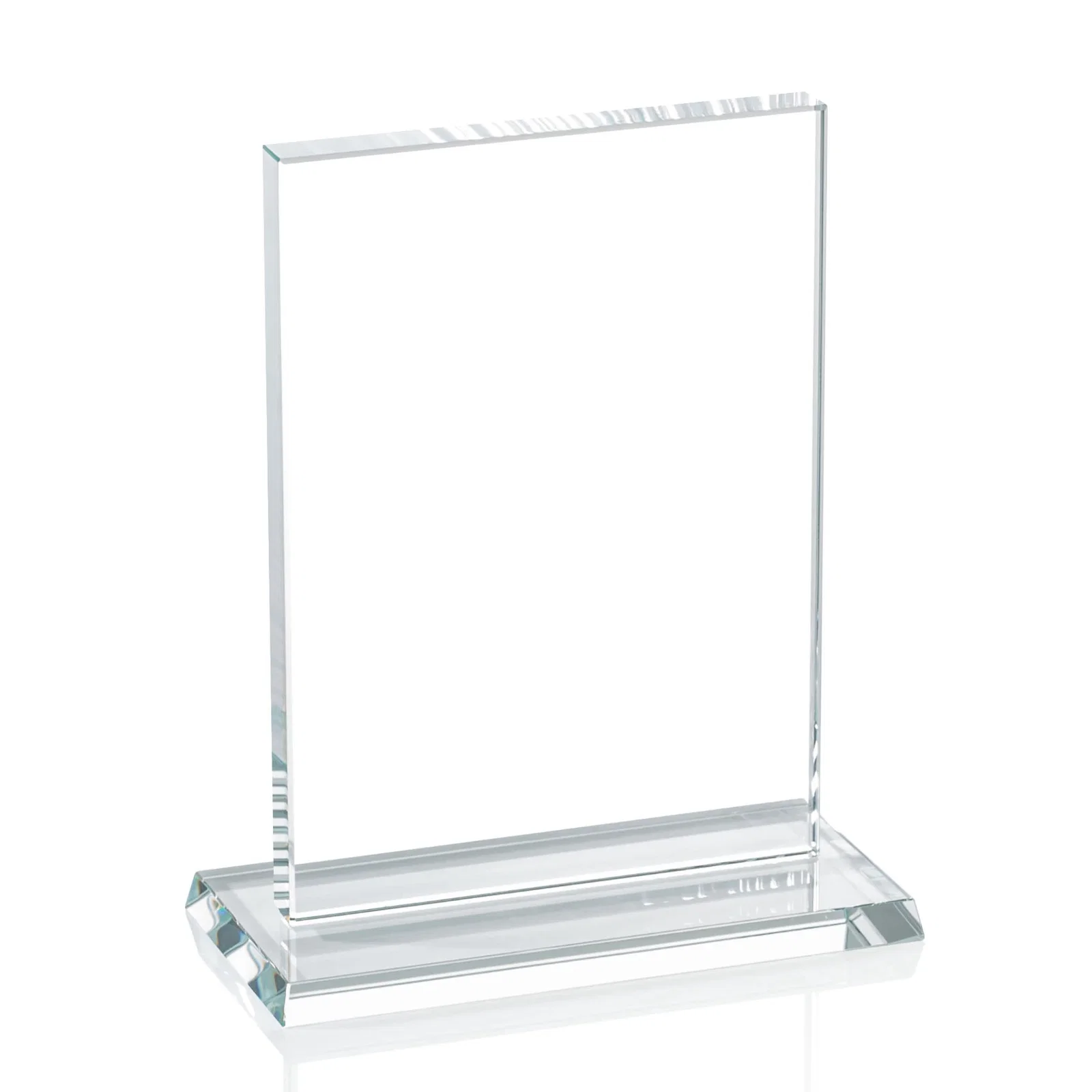 Personalized 5/8 Inch Starfire Crystal Rectangle Award on Matching Base, awards for retirement presentations