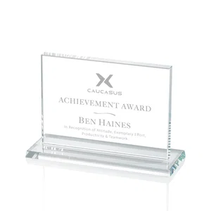 5/8 Inch Starfire Crystal Rectangle Award on Matching Base