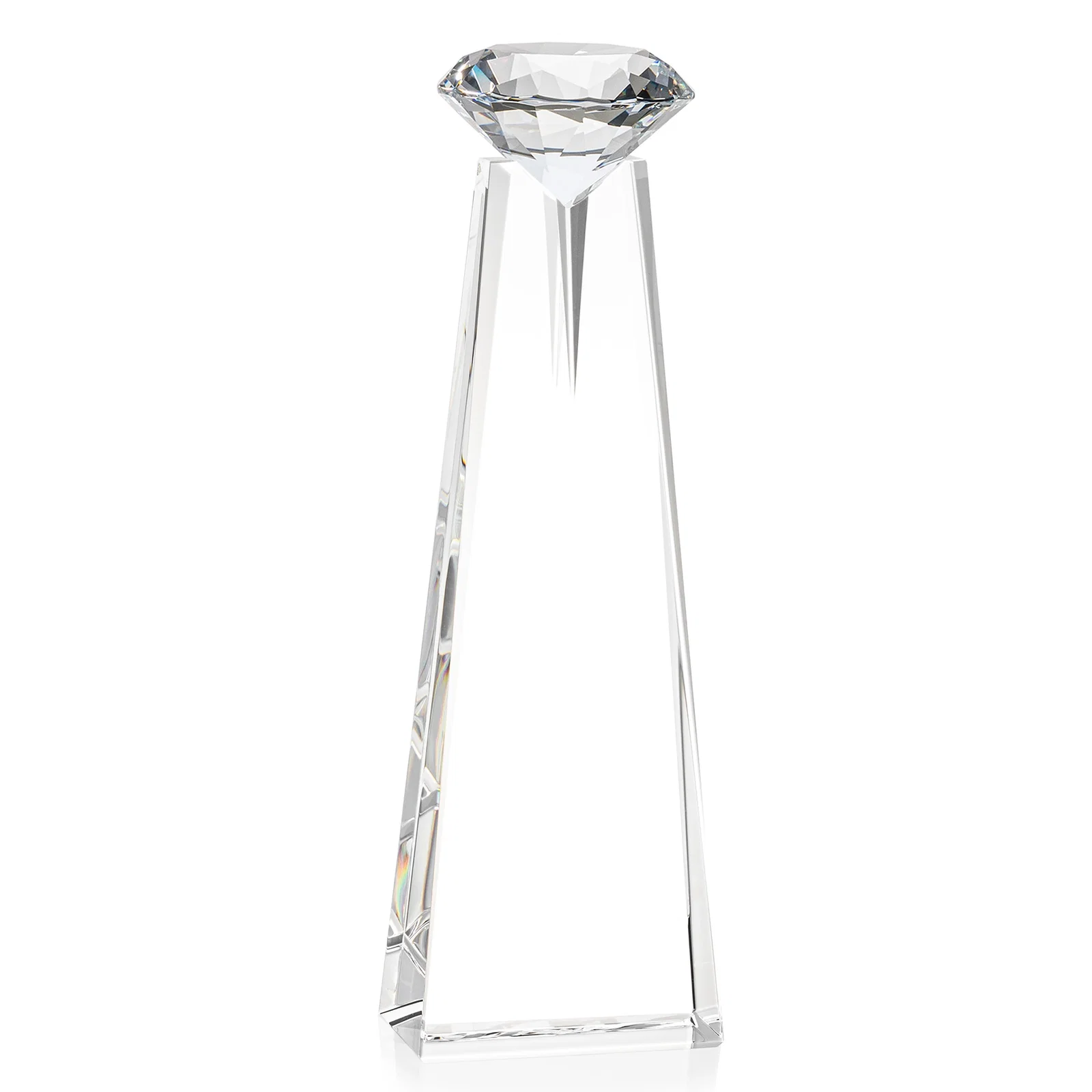 Promotional Optical Crystal Tower Award with Faceted Gemstone Beacon, with your logo for retirement presentations