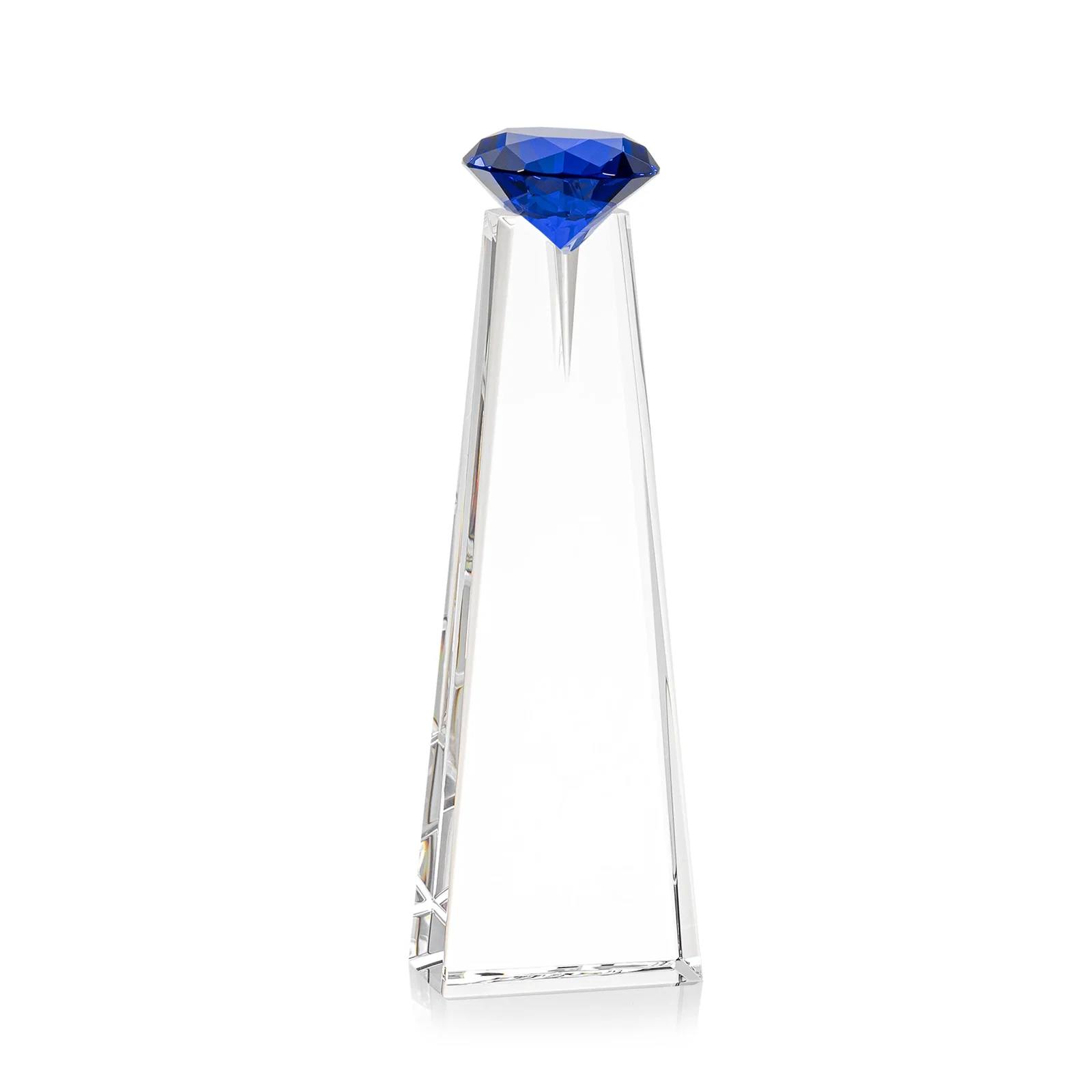 Branded Optical Crystal Tower Award with Faceted Gemstone Beacon, with your logo for service anniversary gifts