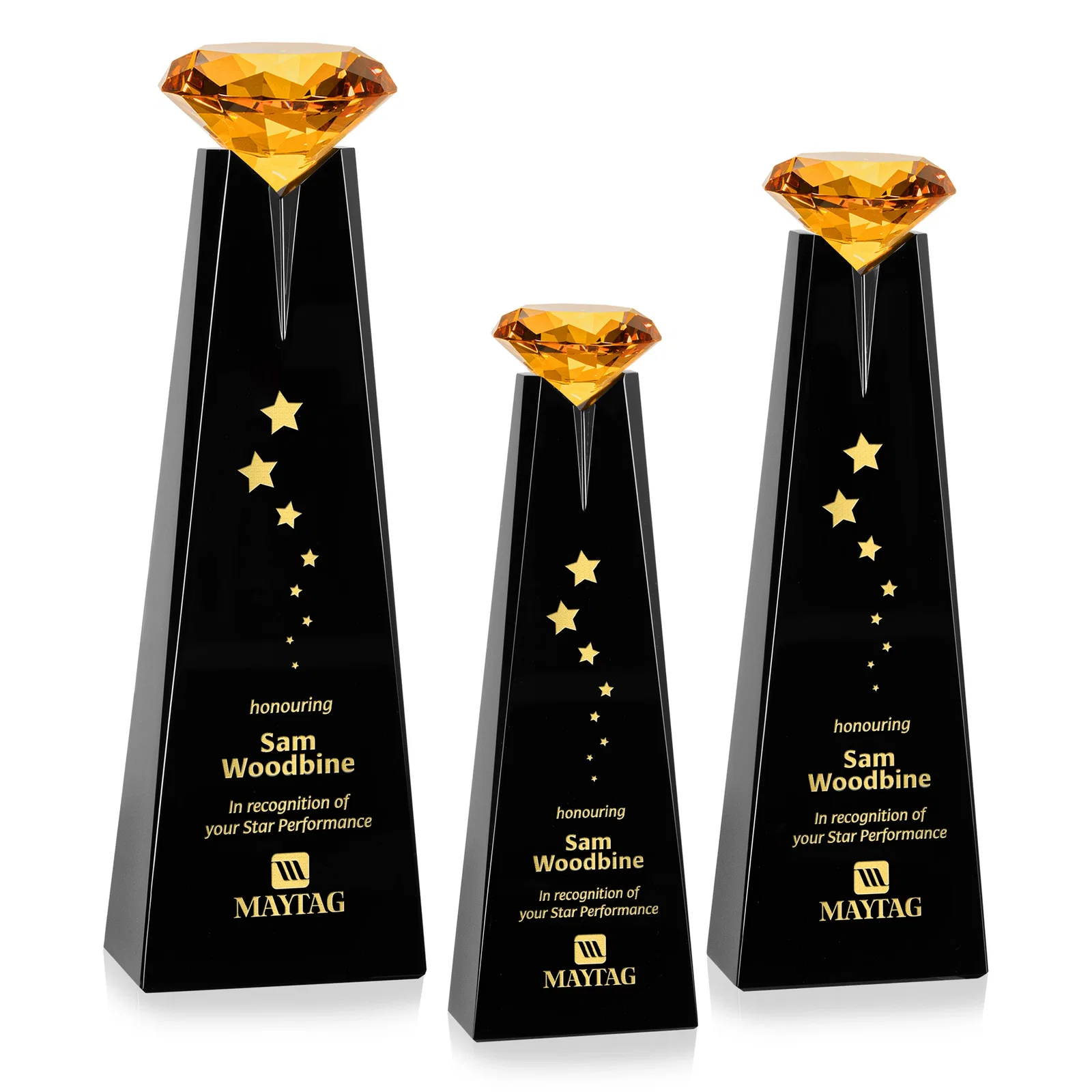 Promotional Optical Crystal Tower Award with Faceted Gemstone Beacon for employee recognition