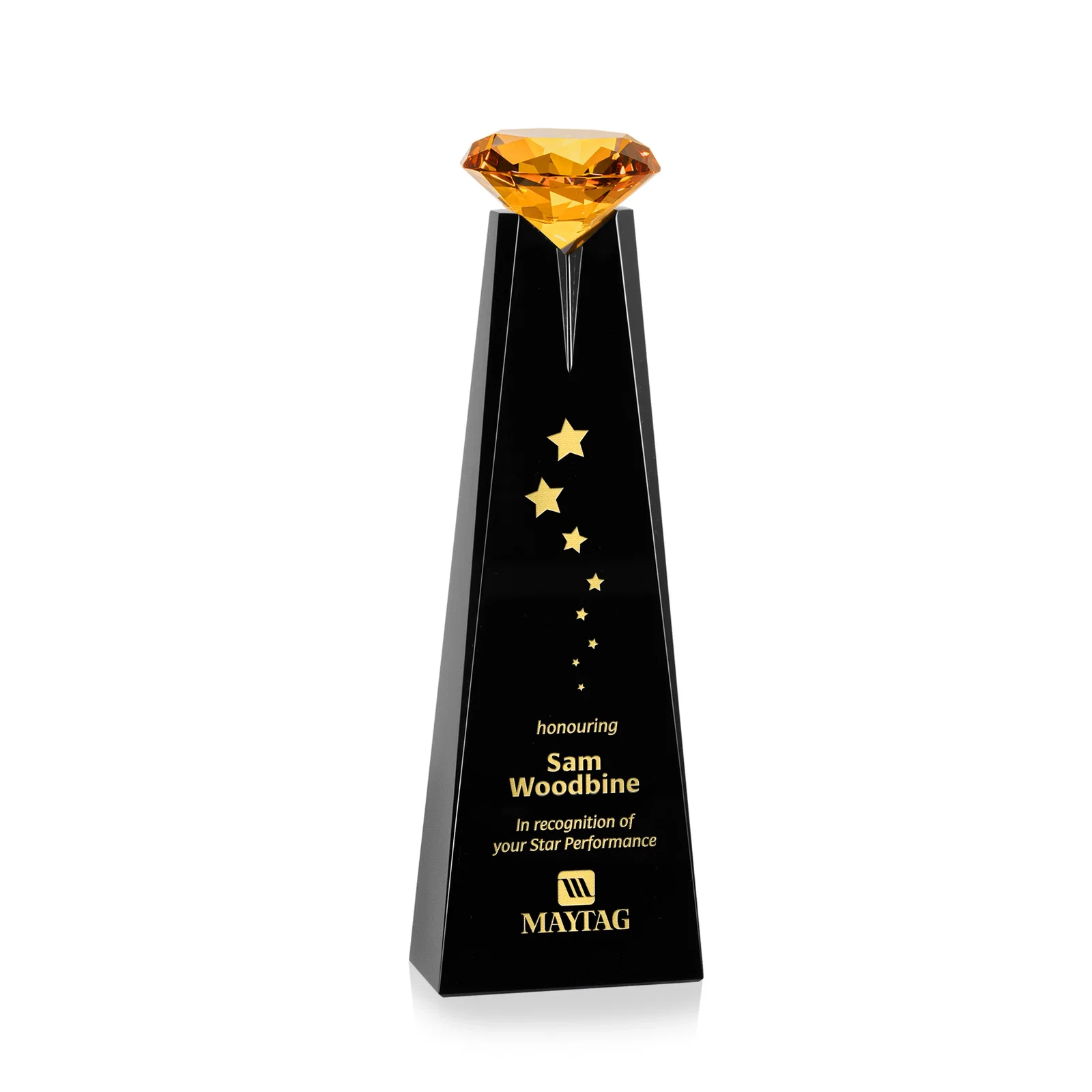 Promotional Optical Crystal Tower Award with Faceted Gemstone Beacon for corporate award ceremonies