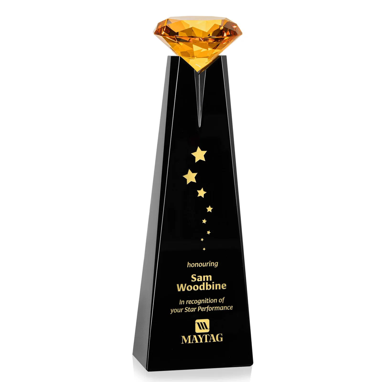 Promotional Optical Crystal Tower Award with Faceted Gemstone Beacon for sales achievement awards