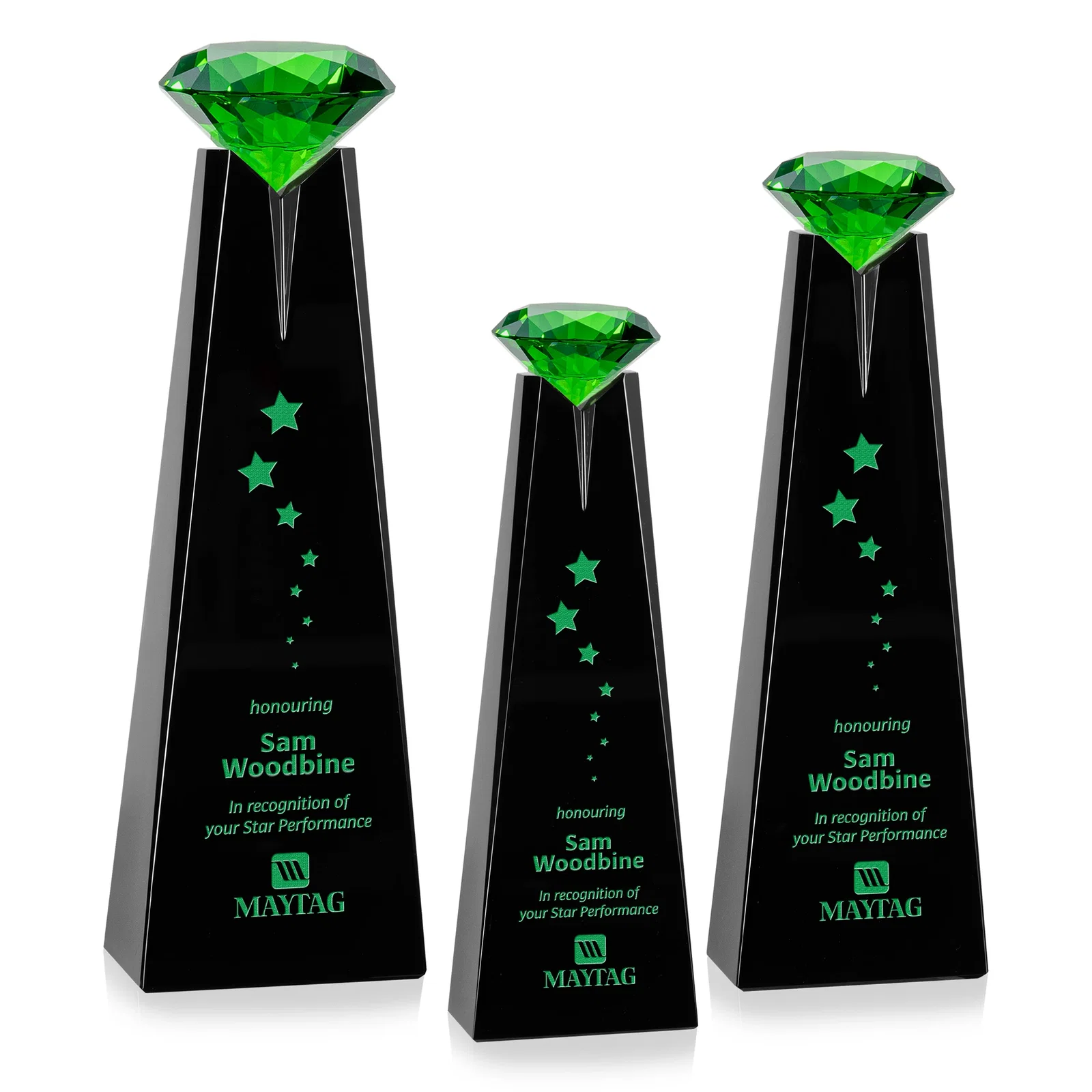 Promotional Optical Crystal Tower Award with Faceted Gemstone Beacon for retirement presentations