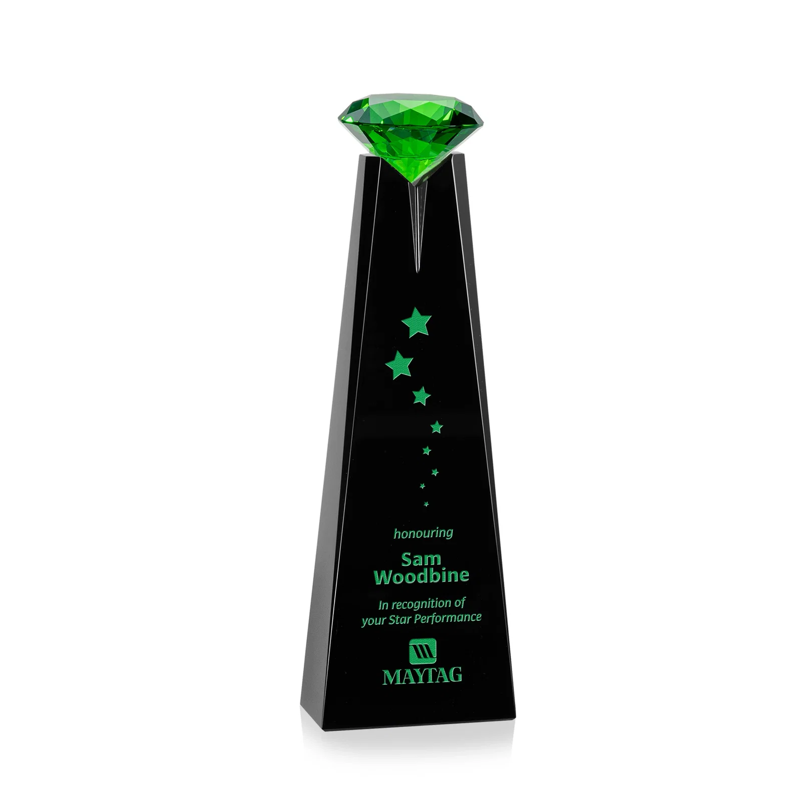 Promotional Optical Crystal Tower Award with Faceted Gemstone Beacon for team milestone celebrations