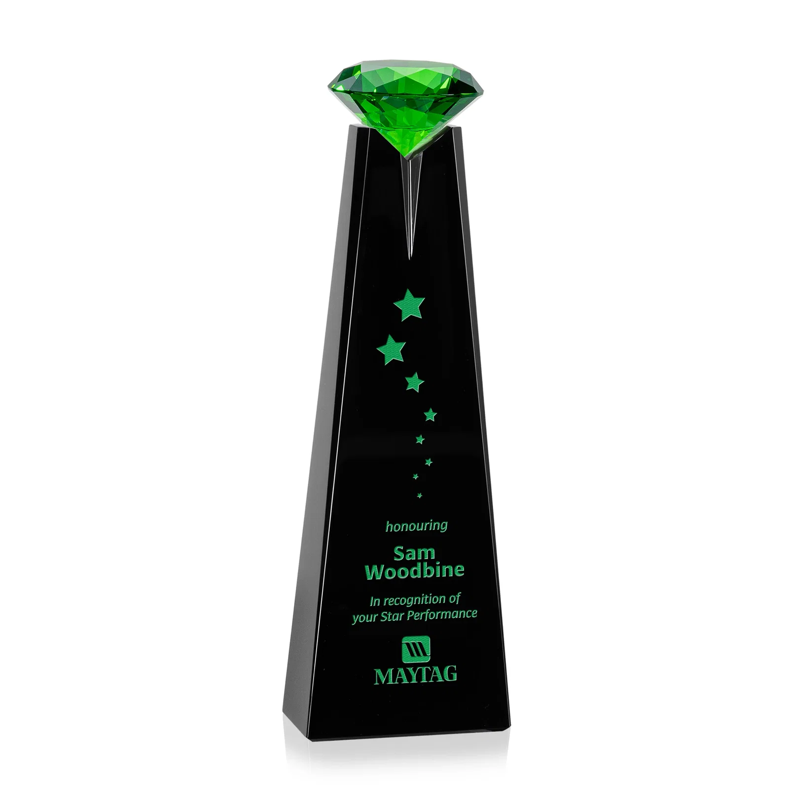 Promotional Optical Crystal Tower Award with Faceted Gemstone Beacon for donor appreciation