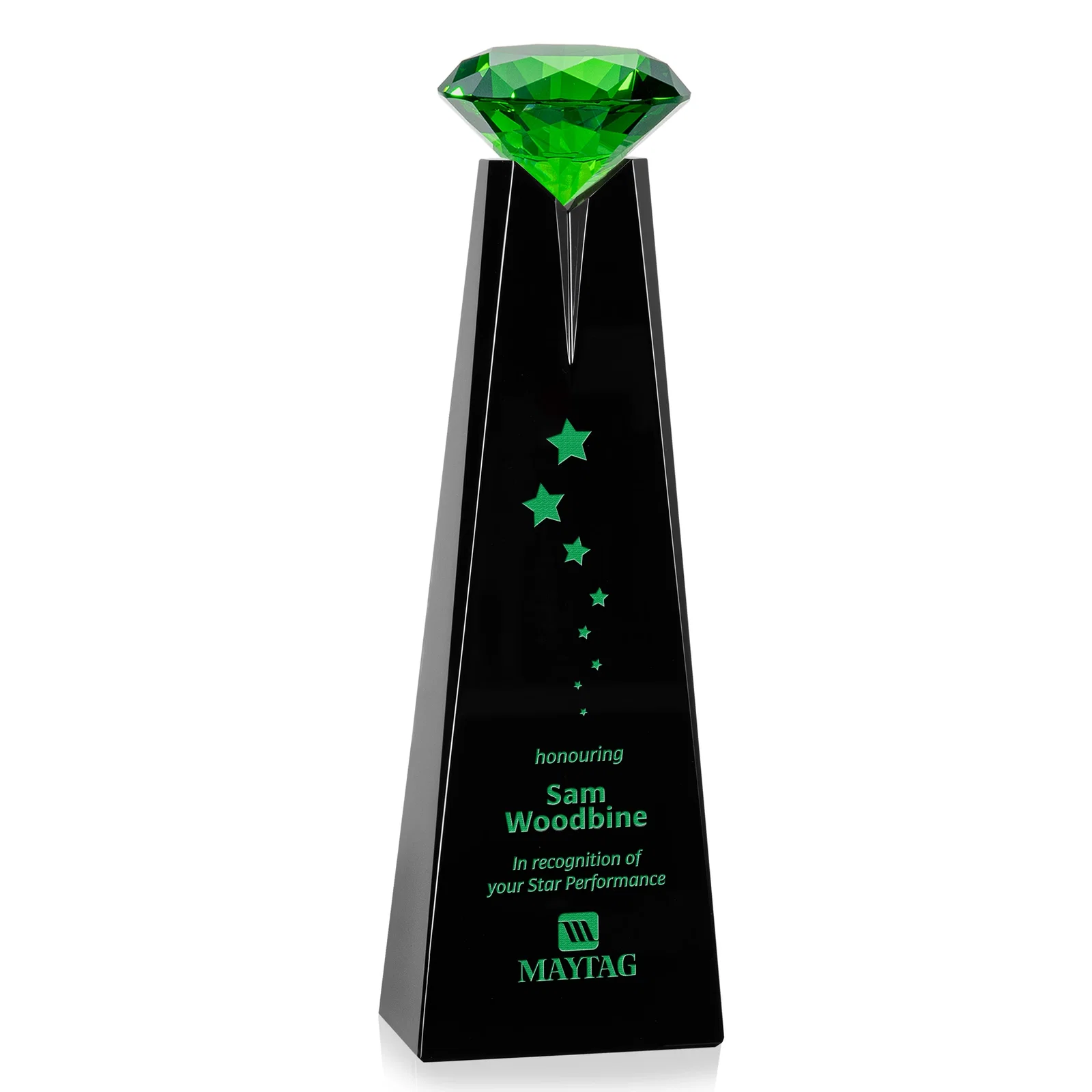 Promotional Optical Crystal Tower Award with Faceted Gemstone Beacon for graduation ceremonies