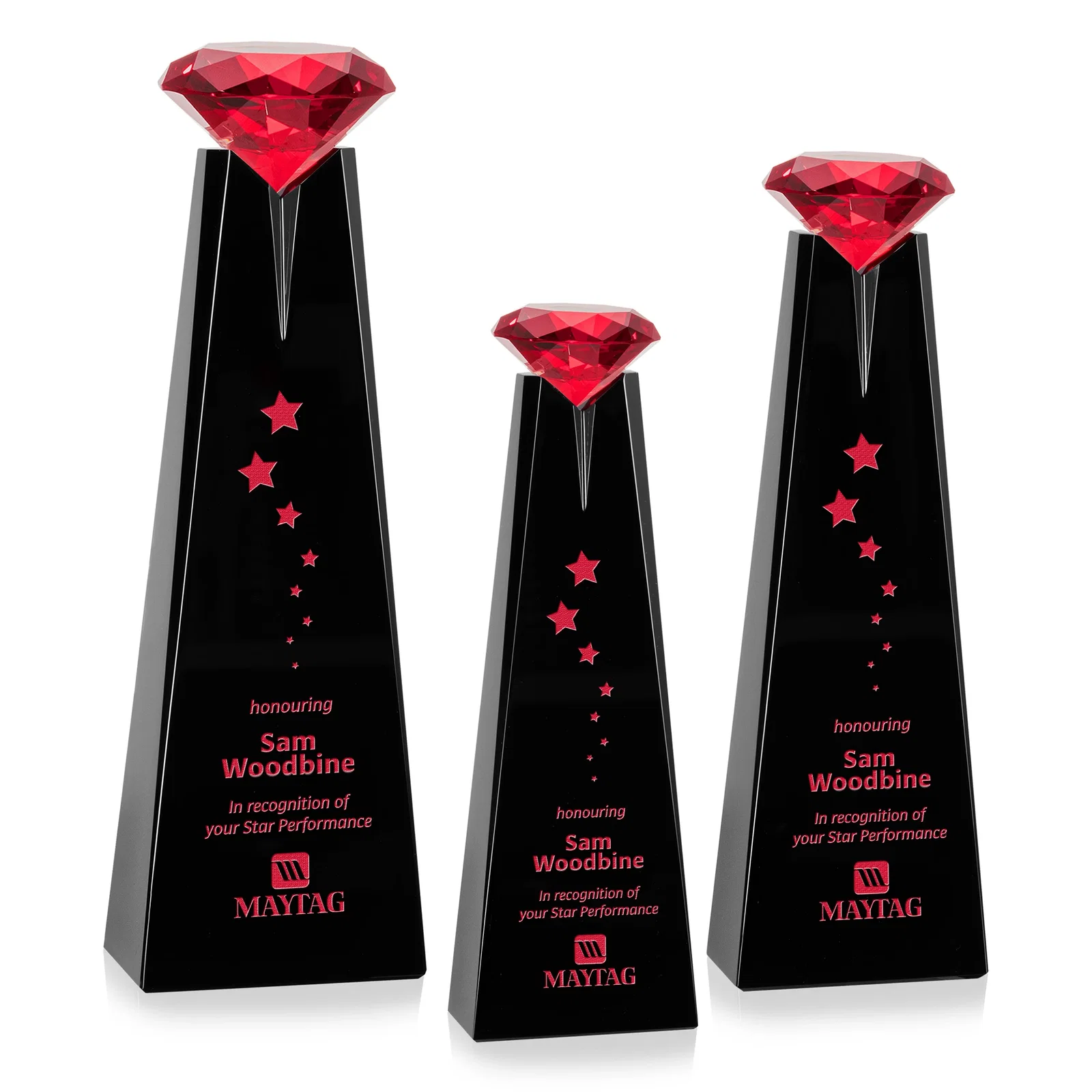 Promotional Optical Crystal Tower Award with Faceted Gemstone Beacon for safety achievement programs