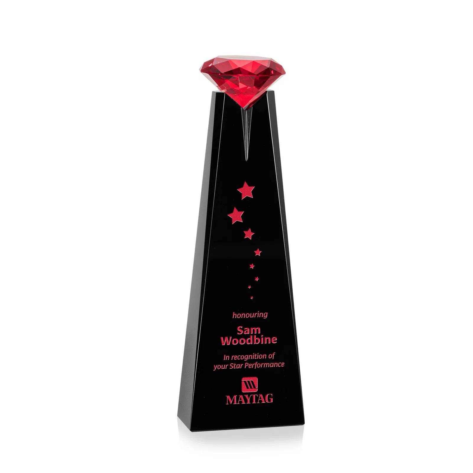 Promotional Optical Crystal Tower Award with Faceted Gemstone Beacon for volunteer appreciation