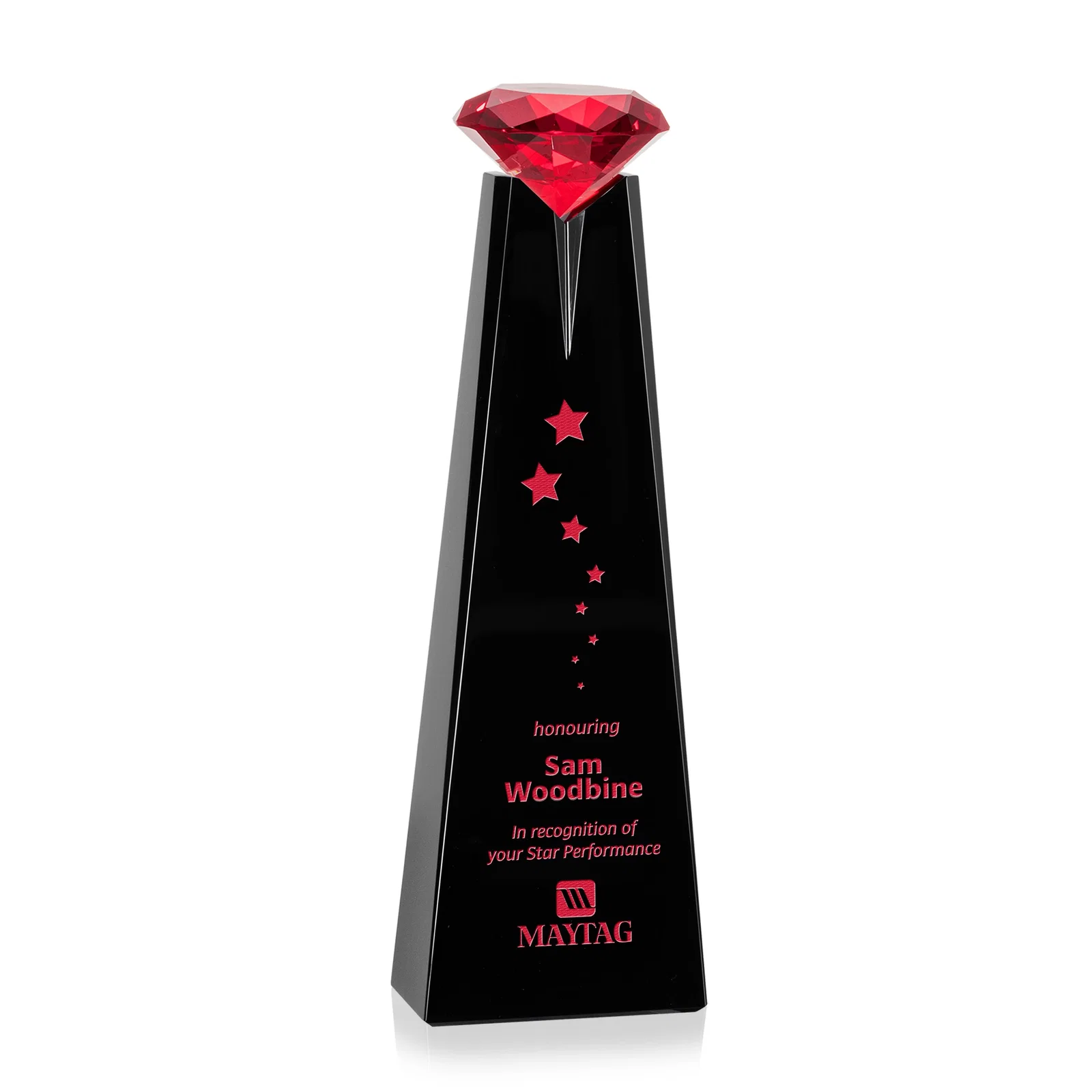 Promotional Optical Crystal Tower Award with Faceted Gemstone Beacon for dealer and partner awards
