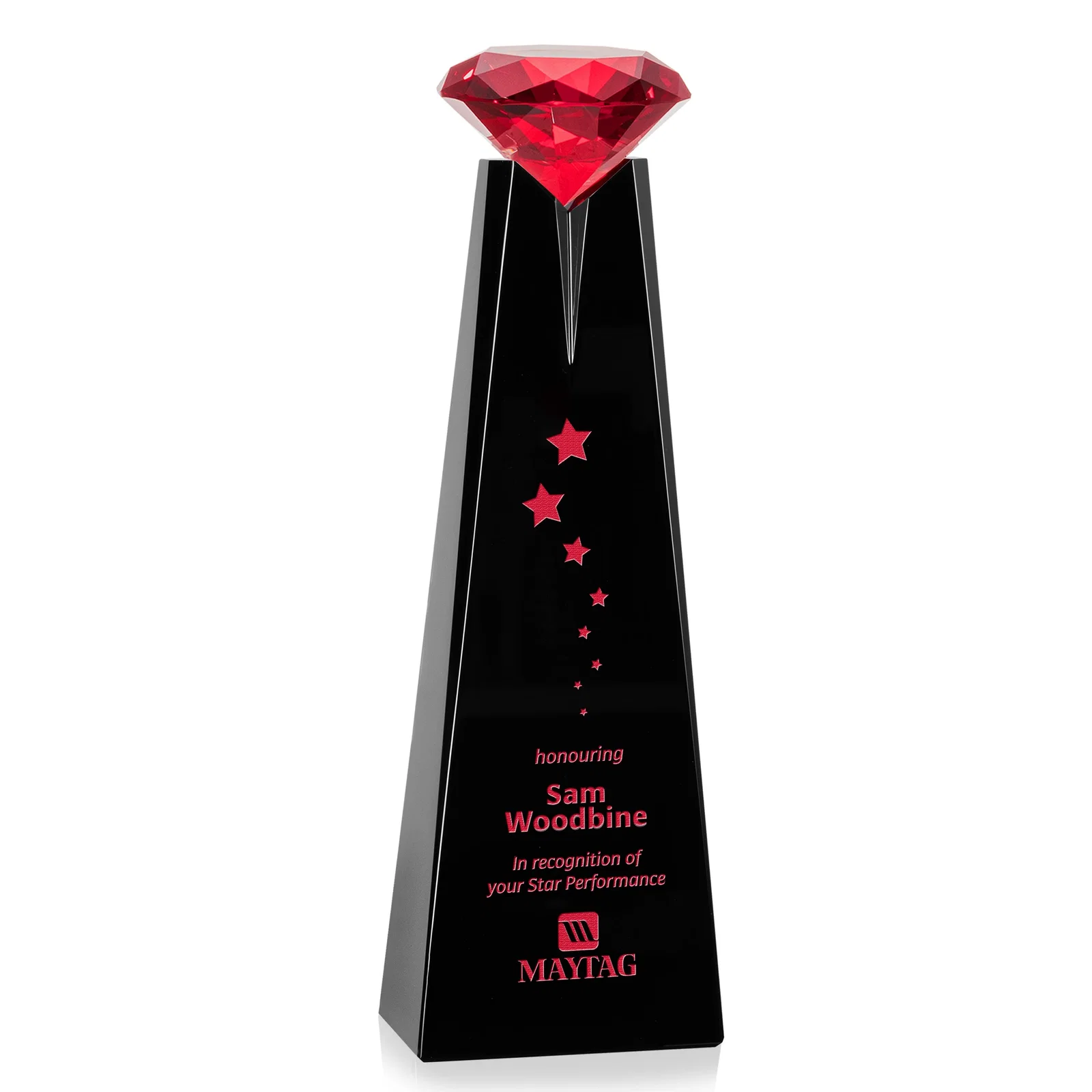 Promotional Optical Crystal Tower Award with Faceted Gemstone Beacon for company anniversary events