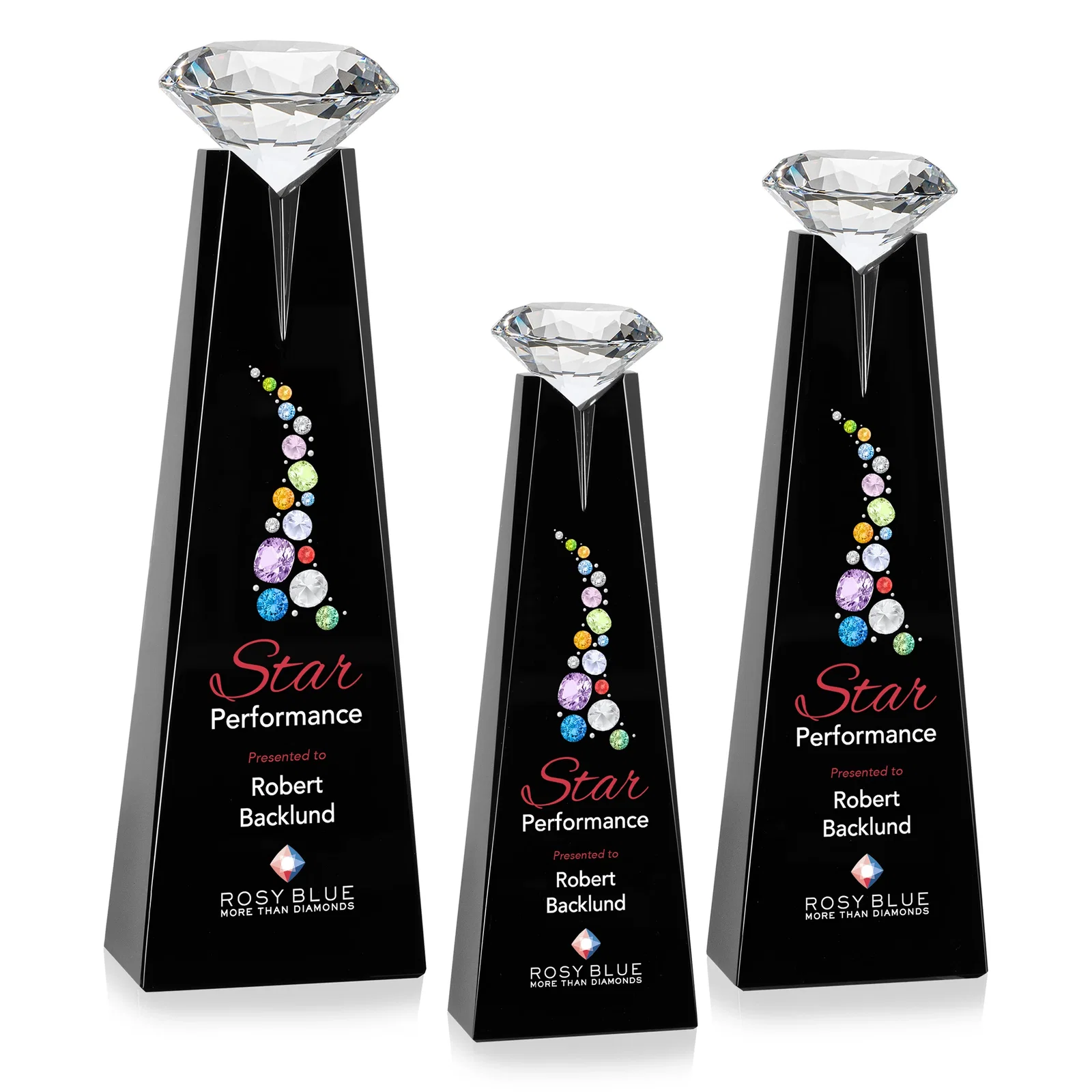 Customized Optical Crystal Tower Award with Faceted Gemstone Beacon for employee recognition