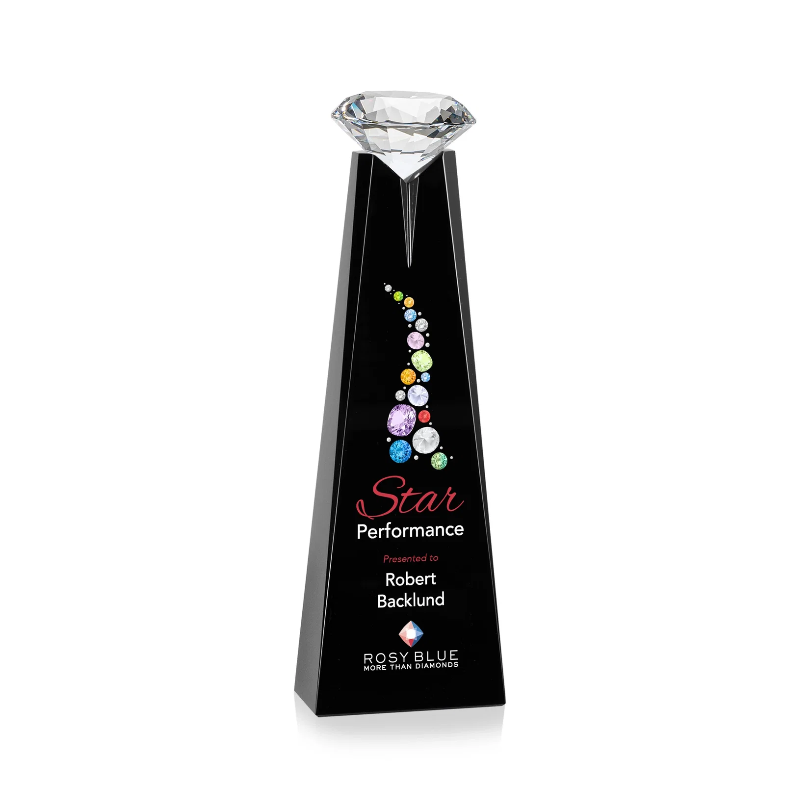 Customized Optical Crystal Tower Award with Faceted Gemstone Beacon for corporate award ceremonies