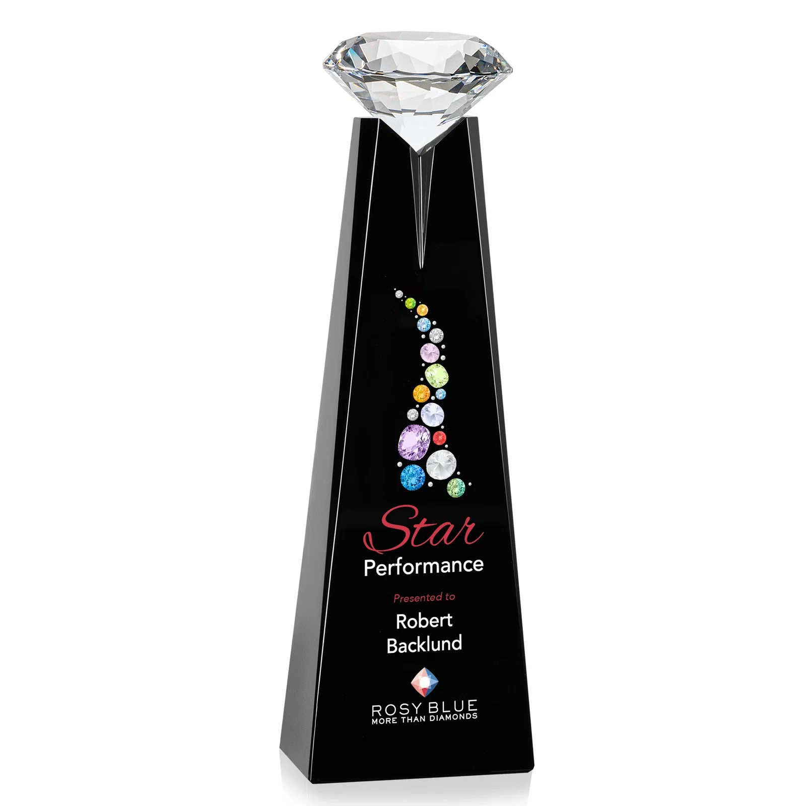 Customized Optical Crystal Tower Award with Faceted Gemstone Beacon for sales achievement awards