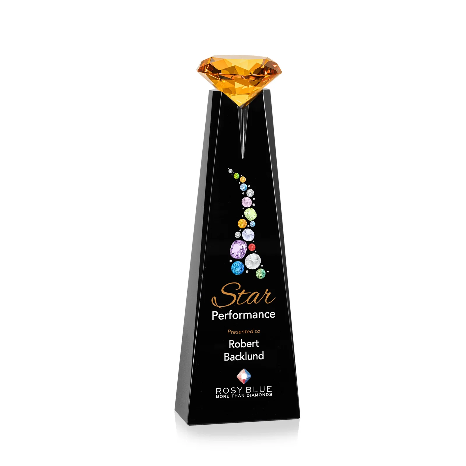 Customized Optical Crystal Tower Award with Faceted Gemstone Beacon for team milestone celebrations