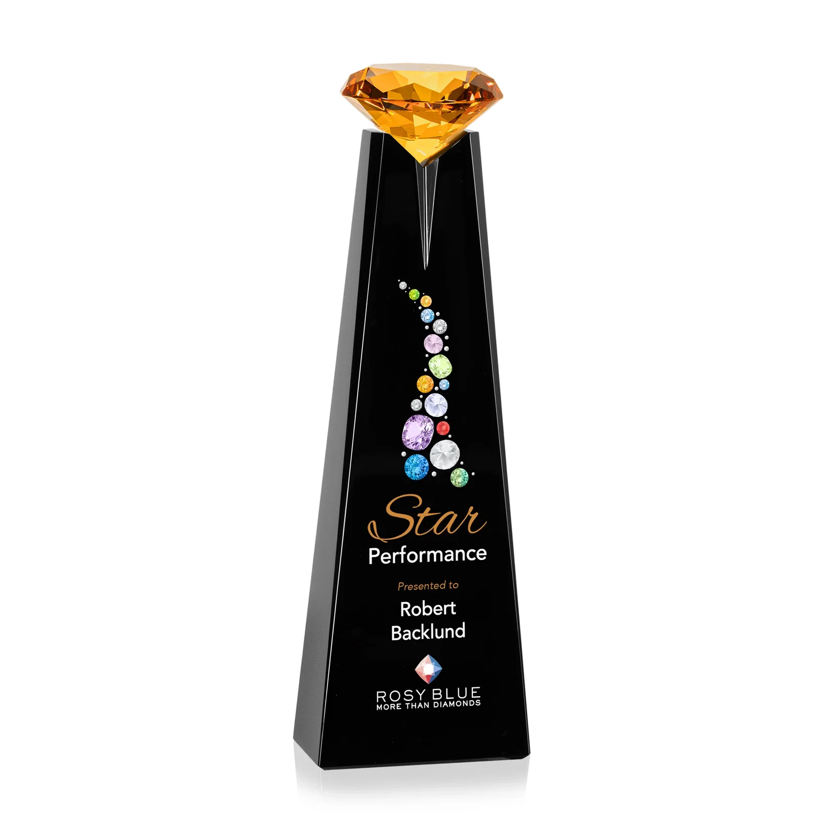 Customized Optical Crystal Tower Award with Faceted Gemstone Beacon for donor appreciation