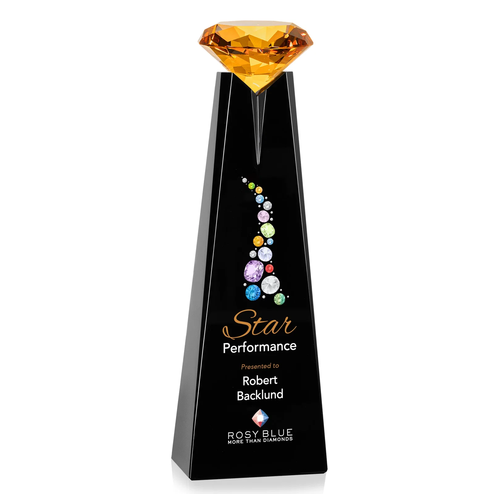 Customized Optical Crystal Tower Award with Faceted Gemstone Beacon for graduation ceremonies