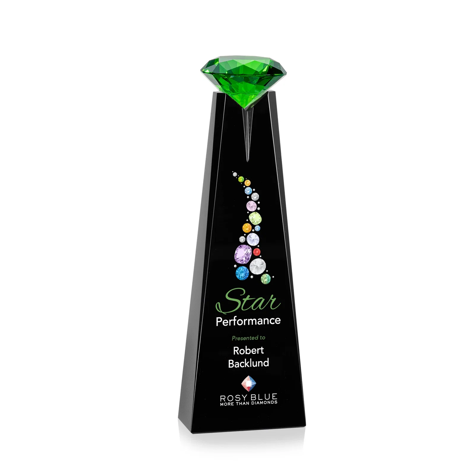 Customized Optical Crystal Tower Award with Faceted Gemstone Beacon for volunteer appreciation