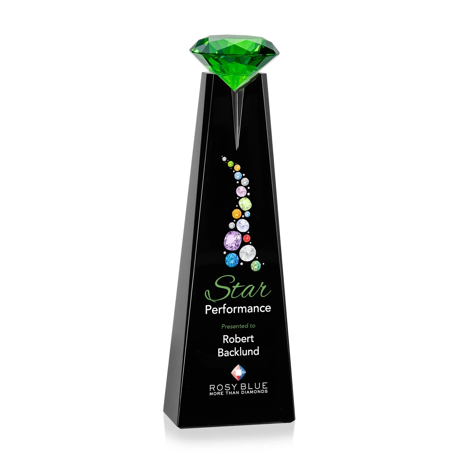 Customized Optical Crystal Tower Award with Faceted Gemstone Beacon for dealer and partner awards