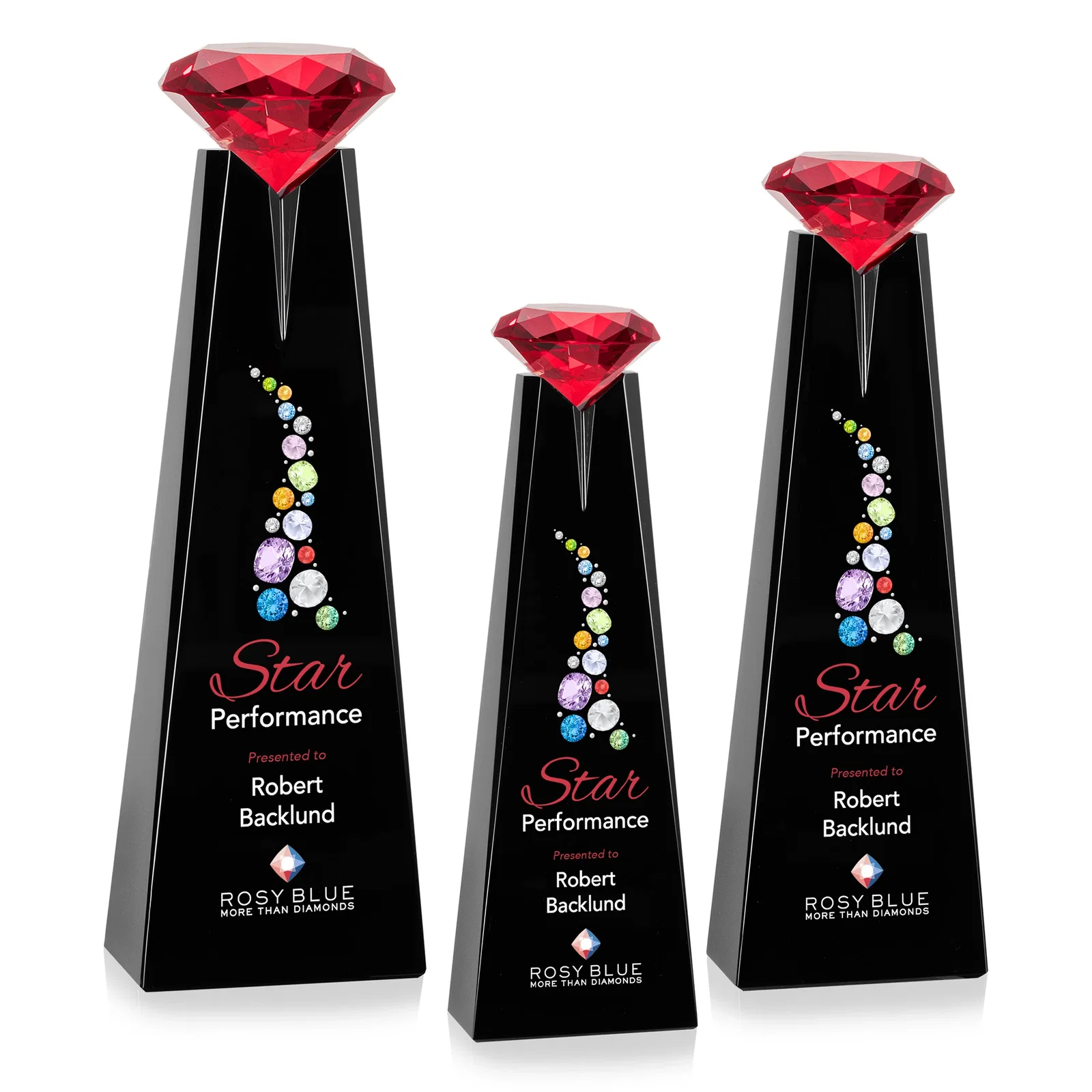 Custom engraved Optical Crystal Tower Award with Faceted Gemstone Beacon for employee recognition