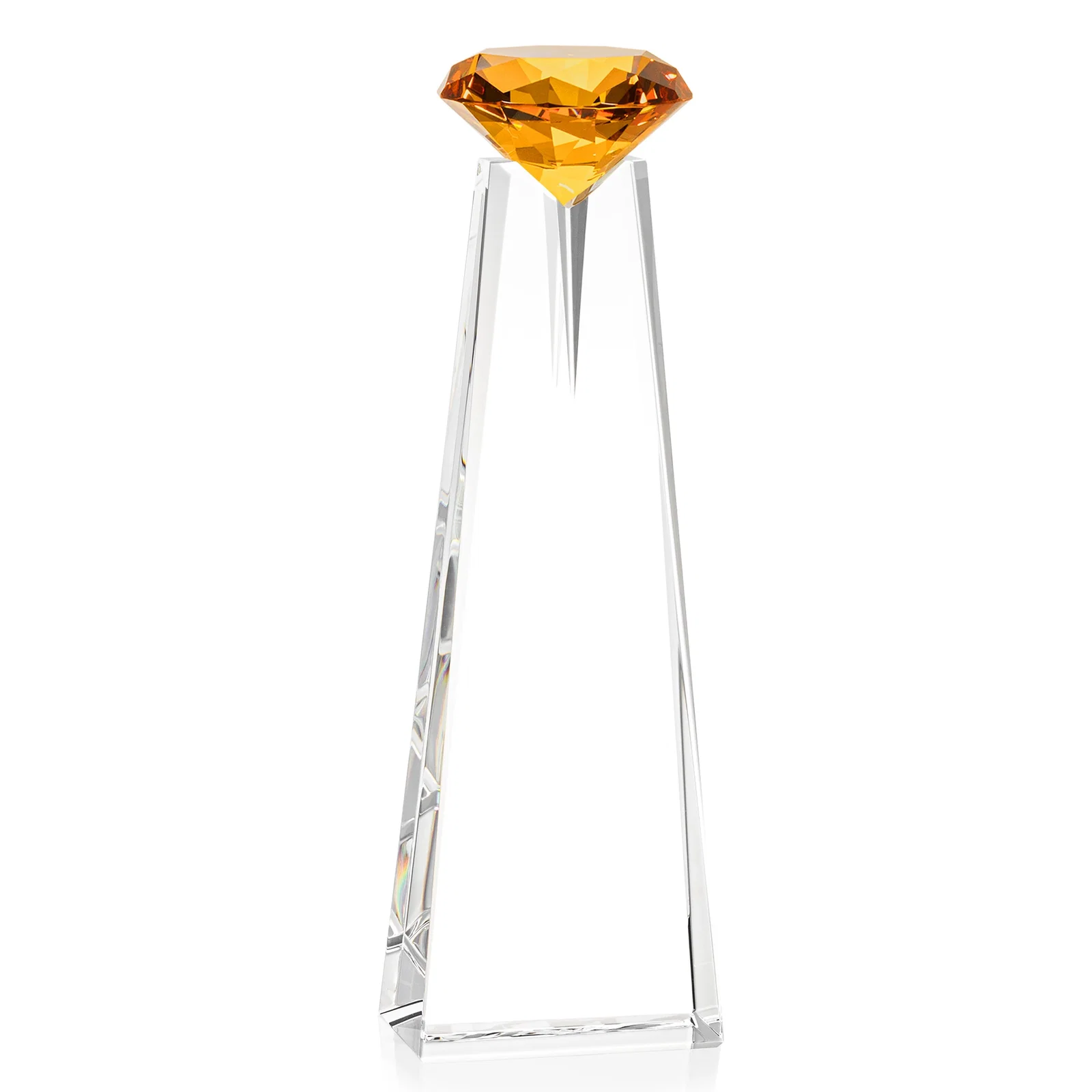 Custom engraved Optical Crystal Tower Award with Faceted Gemstone Beacon for dealer and partner awards