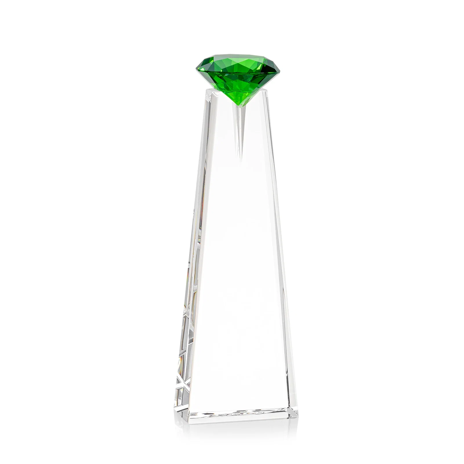 Custom engraved Optical Crystal Tower Award with Faceted Gemstone Beacon for company anniversary events