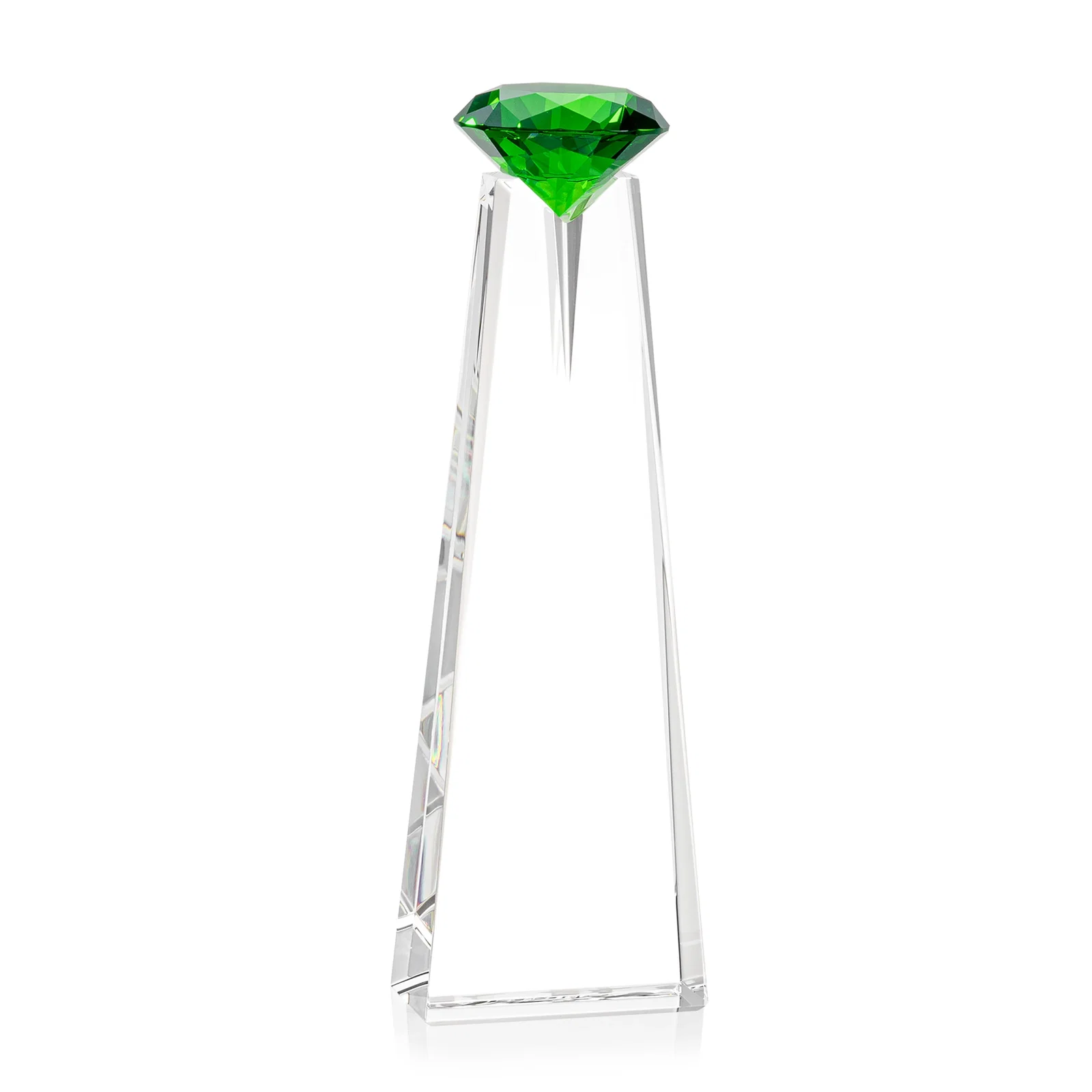 Custom Optical Crystal Tower Award with Faceted Gemstone Beacon, with your logo for employee recognition