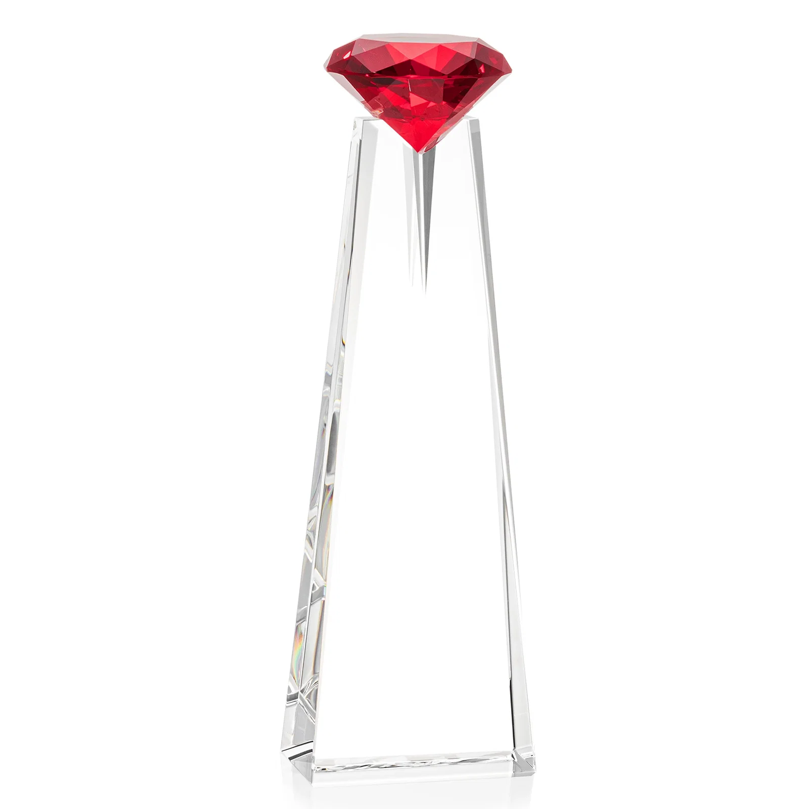 Custom Optical Crystal Tower Award with Faceted Gemstone Beacon, with your logo for retirement presentations