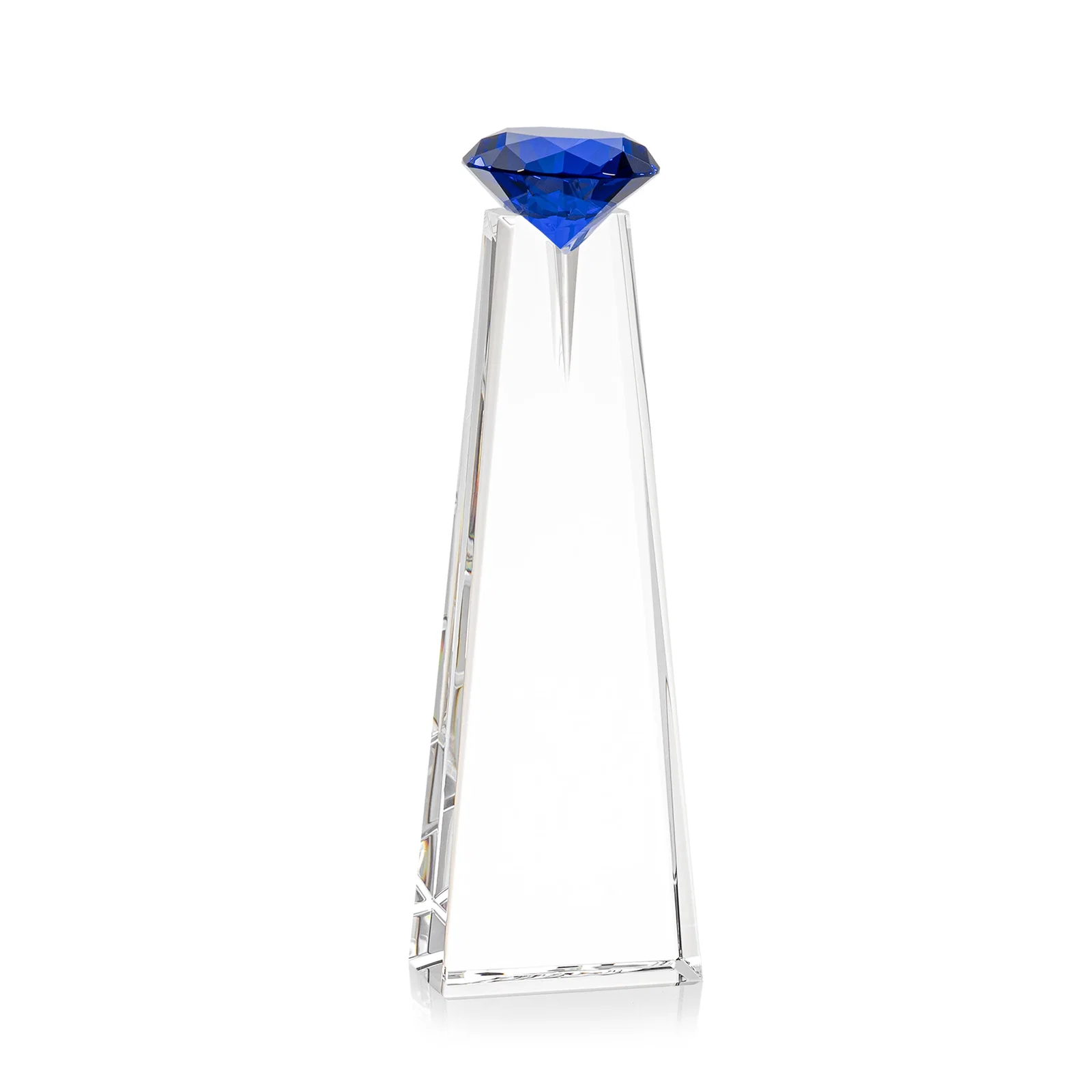 Custom Optical Crystal Tower Award with Faceted Gemstone Beacon, with your logo for team milestone celebrations