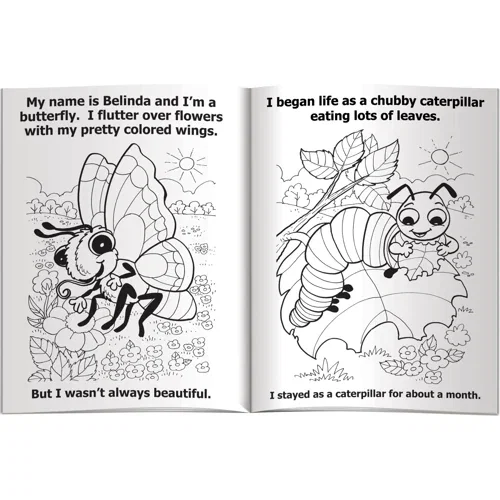 Pack of 4 non-toxic Fun Pak crayons included with insects coloring book