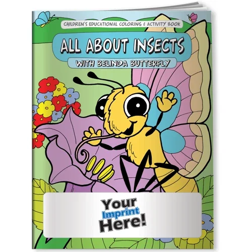 Belinda Butterfly insects coloring book cover, kids nature educational activity book