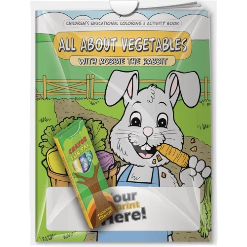 All About Vegetables with Robbie Rabbit coloring book and 4-crayon Fun Pak combo in poly bag