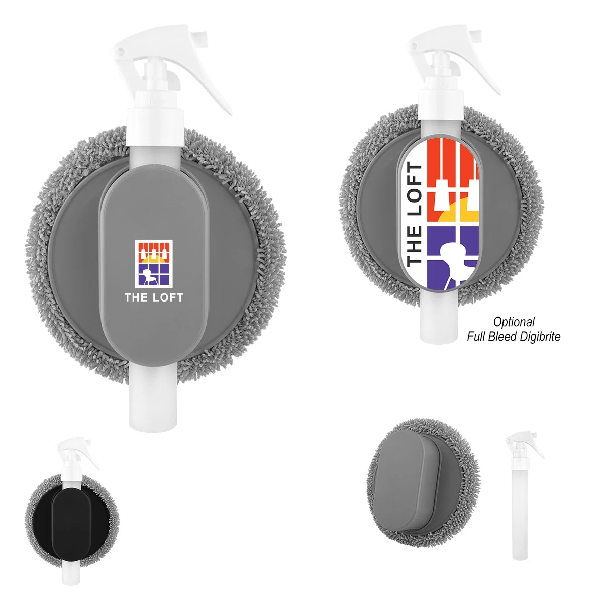 Spray cleaner and cloth combined into a single pocket sized tool