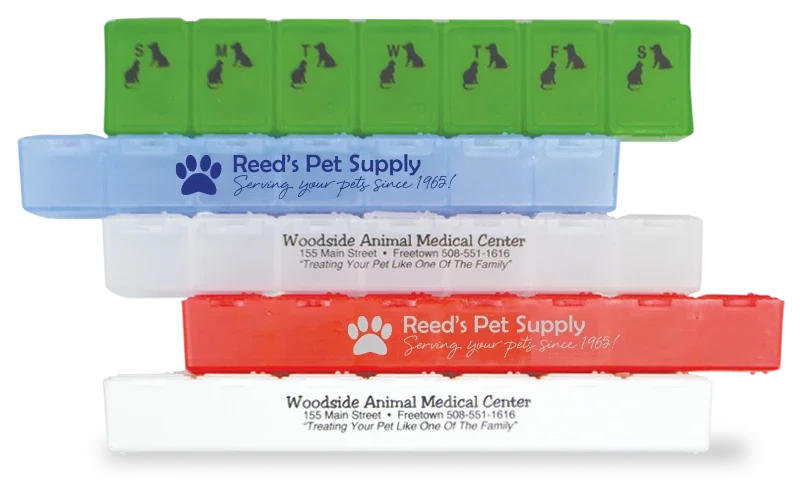 All-Pet 7-Compartment Pill Box. Seven-compartment polypropylene pill box for weekly pet medication organization