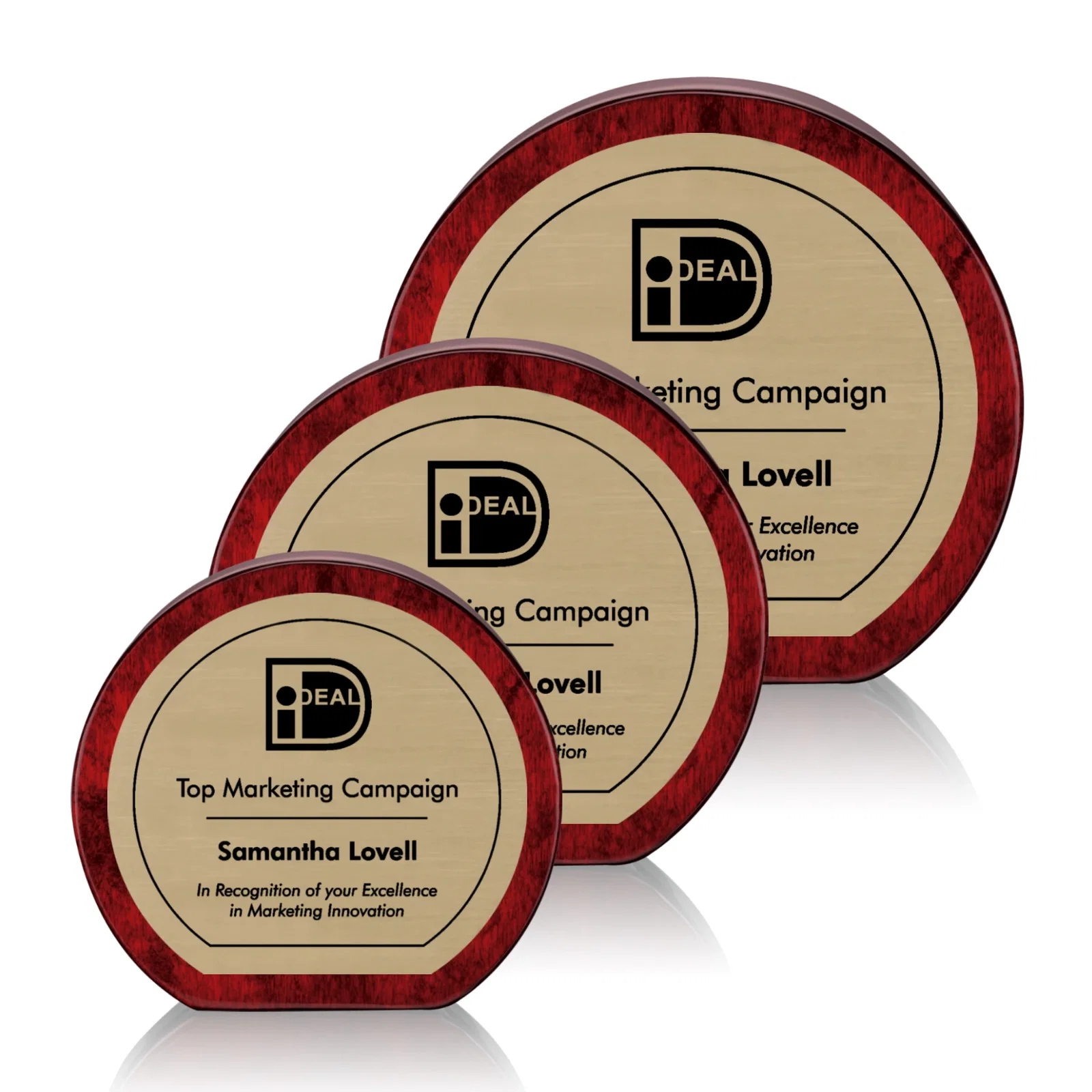 Custom Rosewood Award with Two-Tone Finish Option for employee recognition