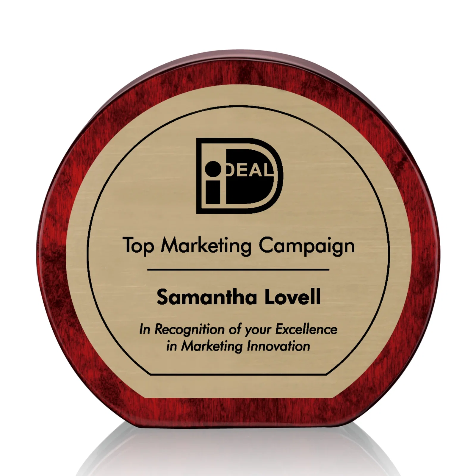 Custom Rosewood Award with Two-Tone Finish Option for sales achievement awards